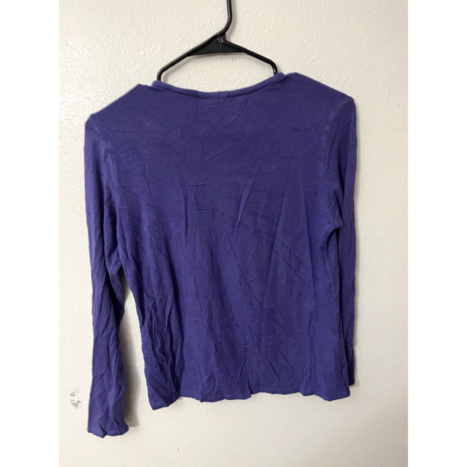 Eileen Fisher VINTAGE Eileen Fisher Womens T-Shirt Long Sleeve Knit Top Sz S Purple Solid Casual Fall Spring Summer Winter Size S / US 4 / IT 40 - 2 Thumbnail