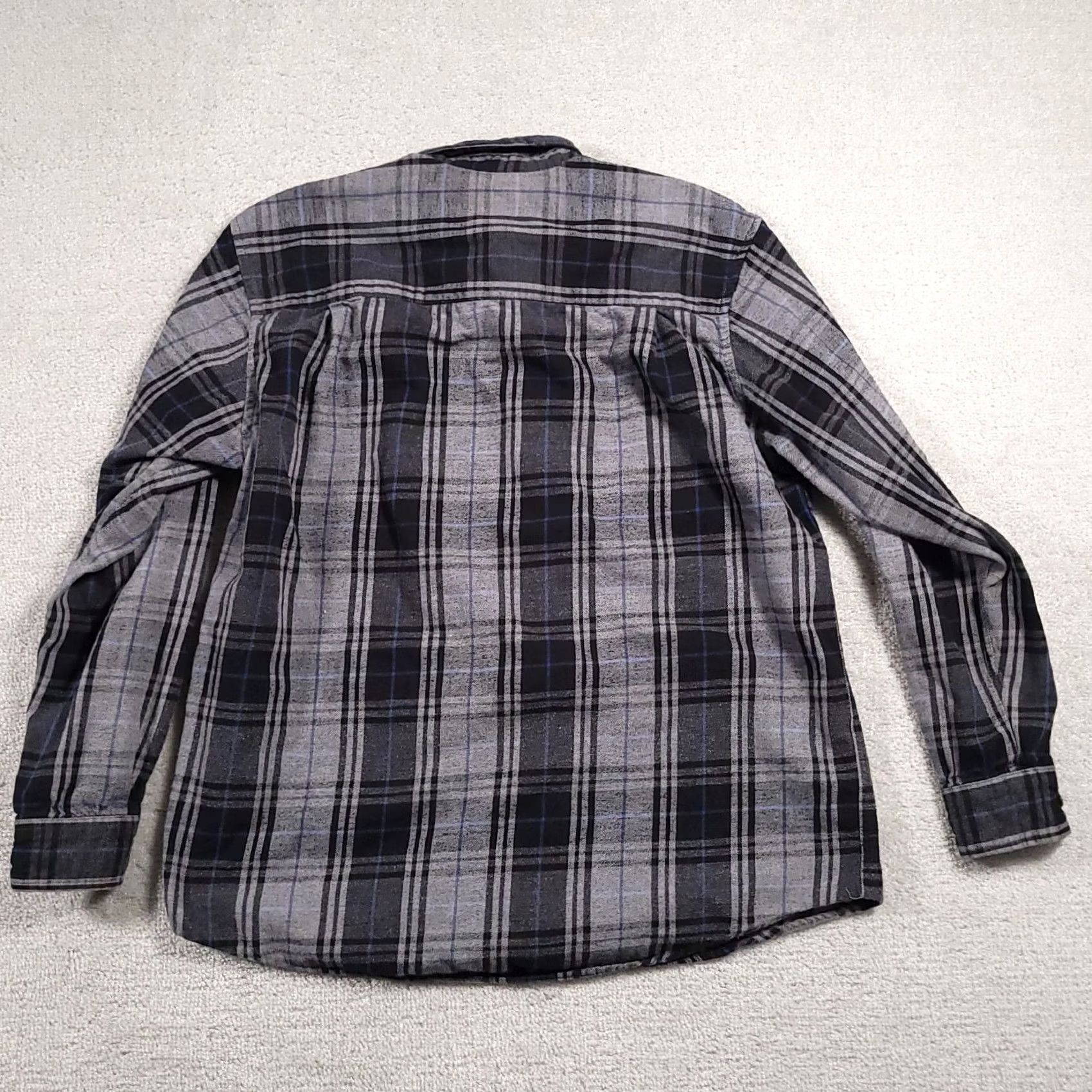 Faded Glory Faded Glory Shirt Adult Large Gray Black Plaid Flannel Long Sleeve Casual Mens Size US L / EU 52-54 / 3 - 6 Thumbnail