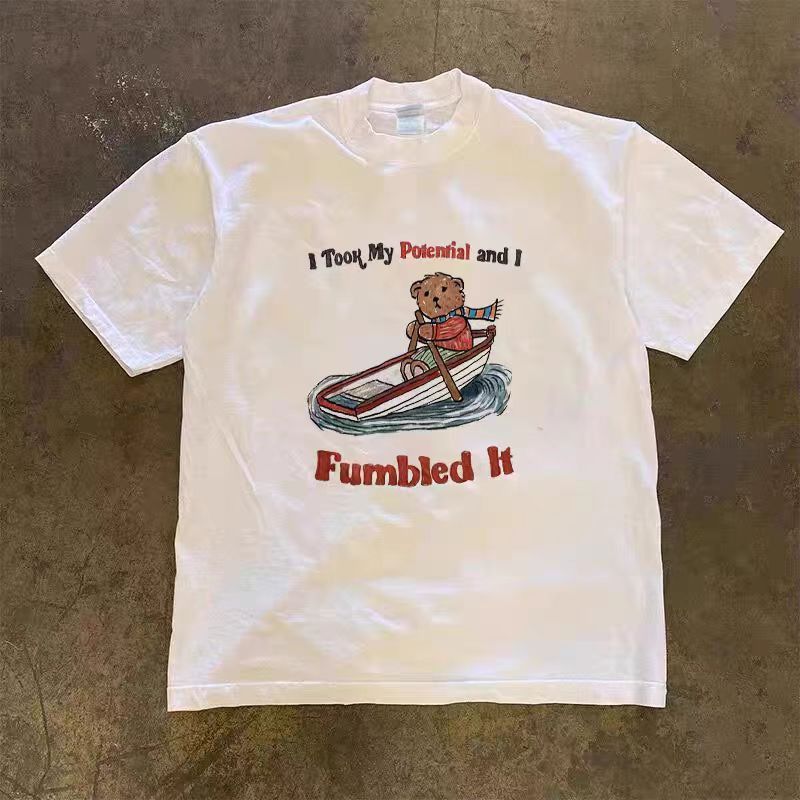 Japanese Brand × Vintage Hip Hop Rowing Bear Print Casual Short Sleeve T-Shirt Size US XXL / EU 58 / 5 - 1 Thumbnail