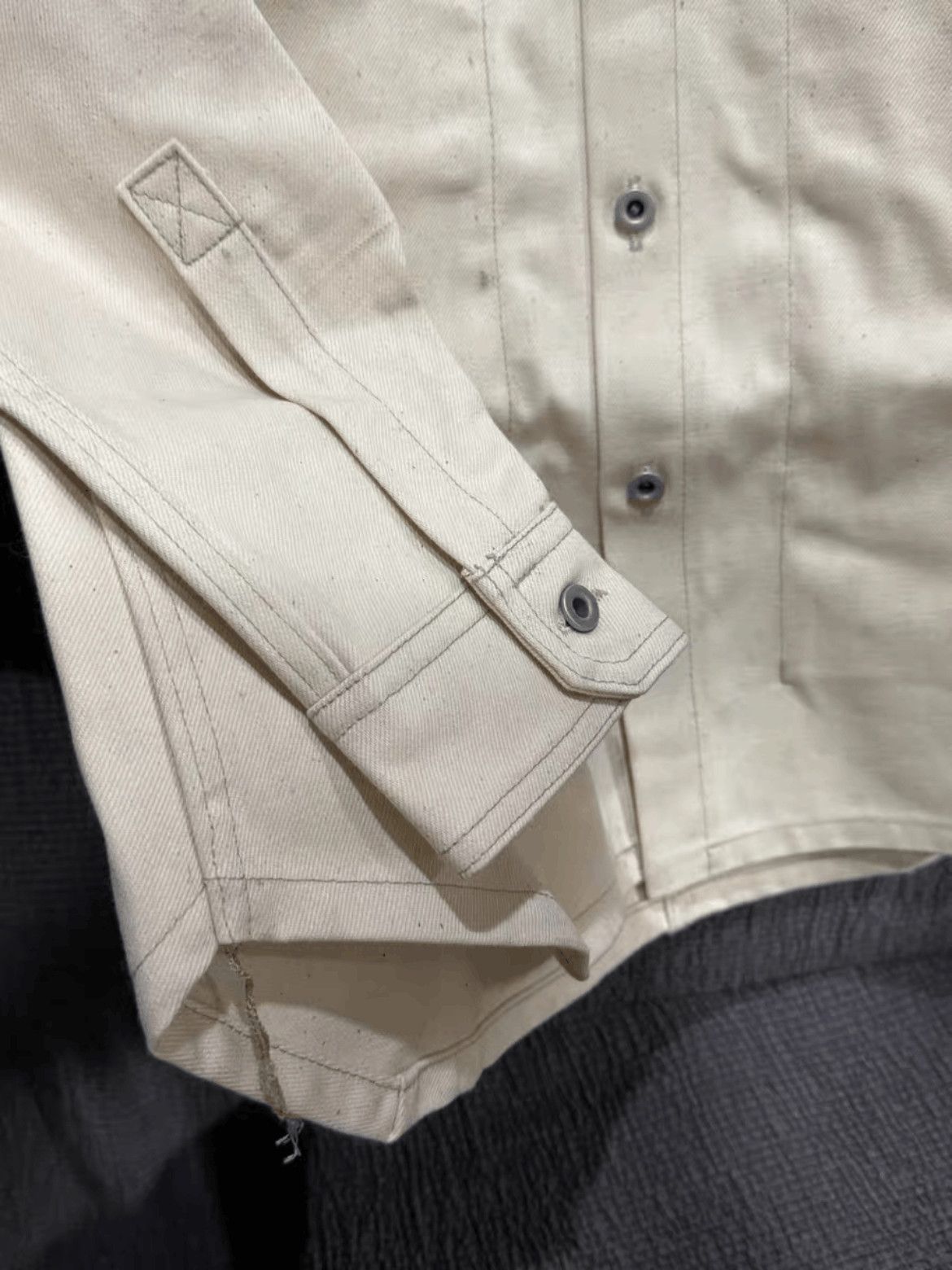 Rick Owens Sz 42 Rick Owens Drkshdw Off White Denim Shirt Jacket Size US L / EU 52-54 / 3 - 4 Thumbnail