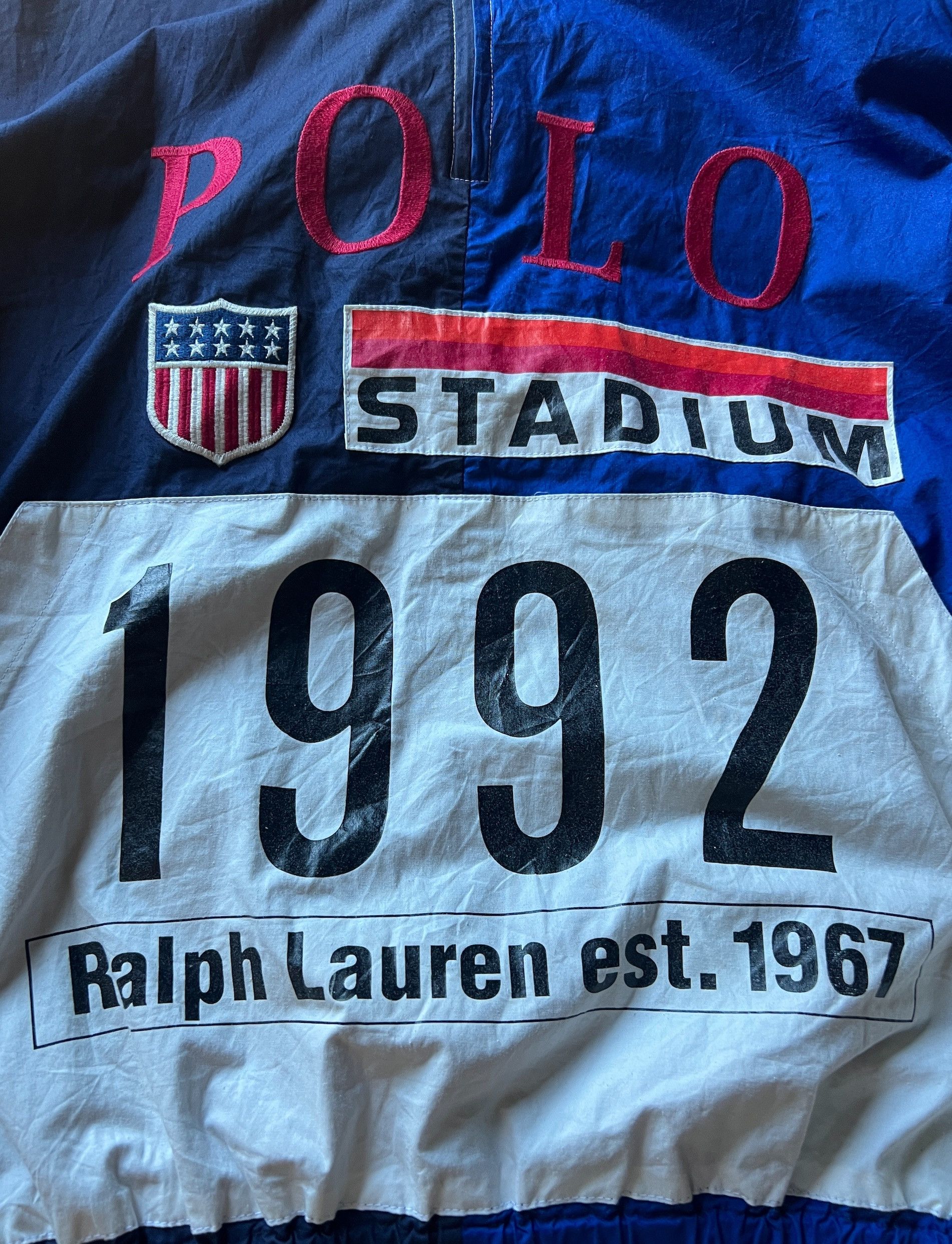 Polo Ralph Lauren 1992 OG Polo Ralph Lauren Stadium "Bib" Poplin Windbreaker Size US L / EU 52-54 / 3 - 7 Thumbnail
