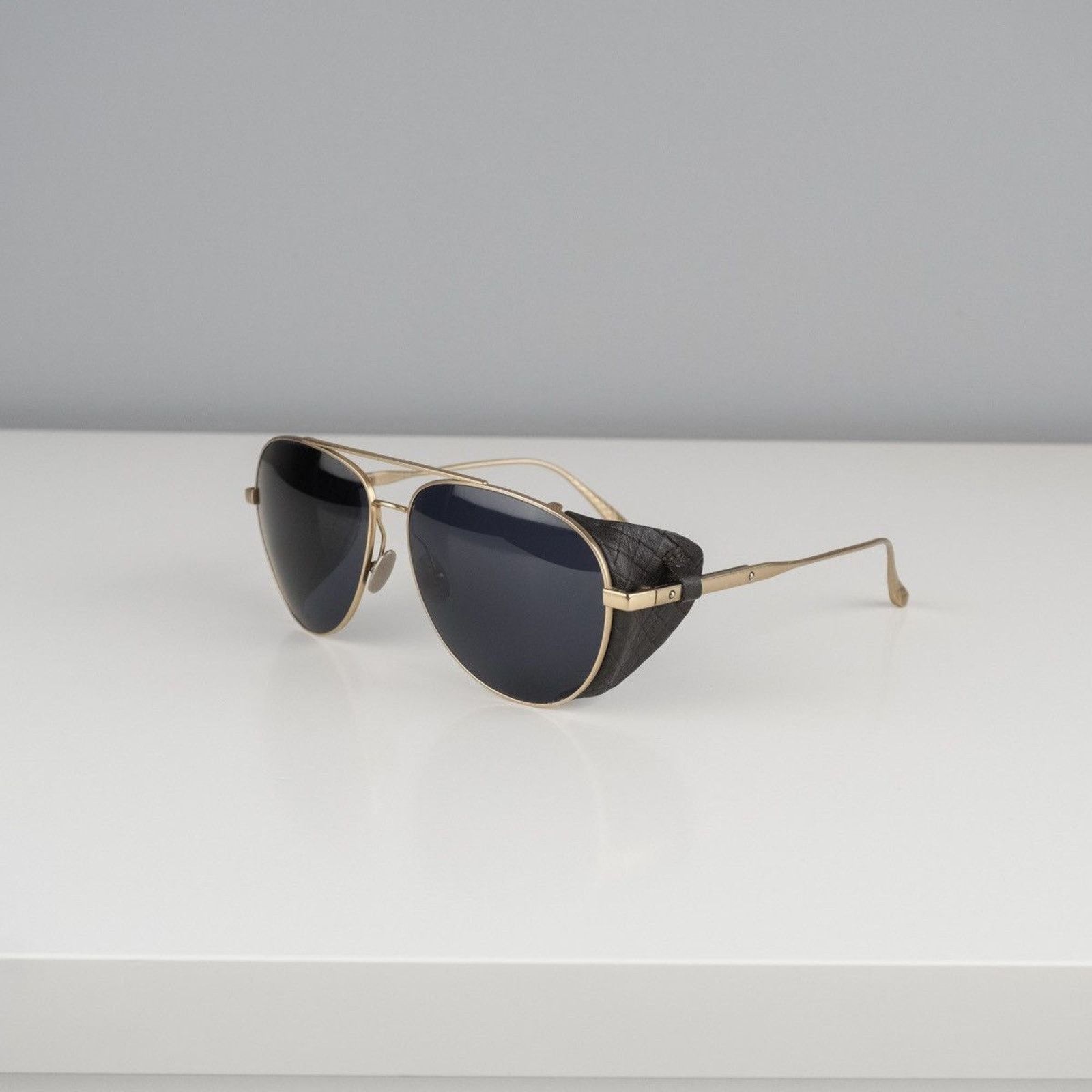 Bottega Veneta Bottega veneta gold leather aviator titanium sunglasses Size ONE SIZE - 1 Thumbnail