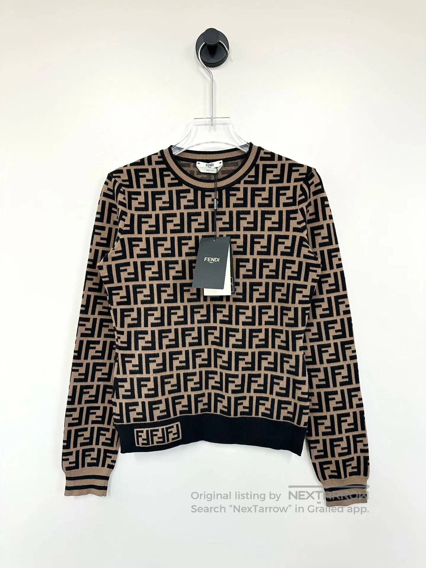 Fendi FENDI Brown Classic Monogrammed Logo Knit Sweater| Size XS / US 0-2 / IT 36-38 - 1 Thumbnail