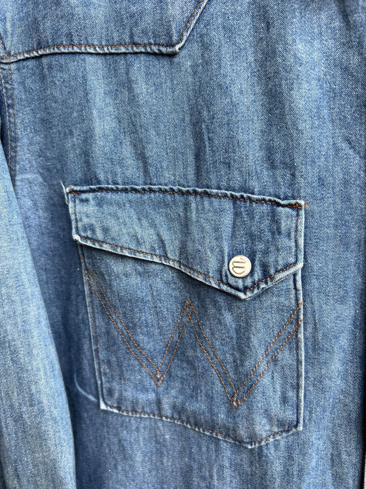 Vintage Vintage 90s Wrangler Blue Bell Lot 27MW Western Denim Shirt Size US M / EU 48-50 / 2 - 9 Thumbnail