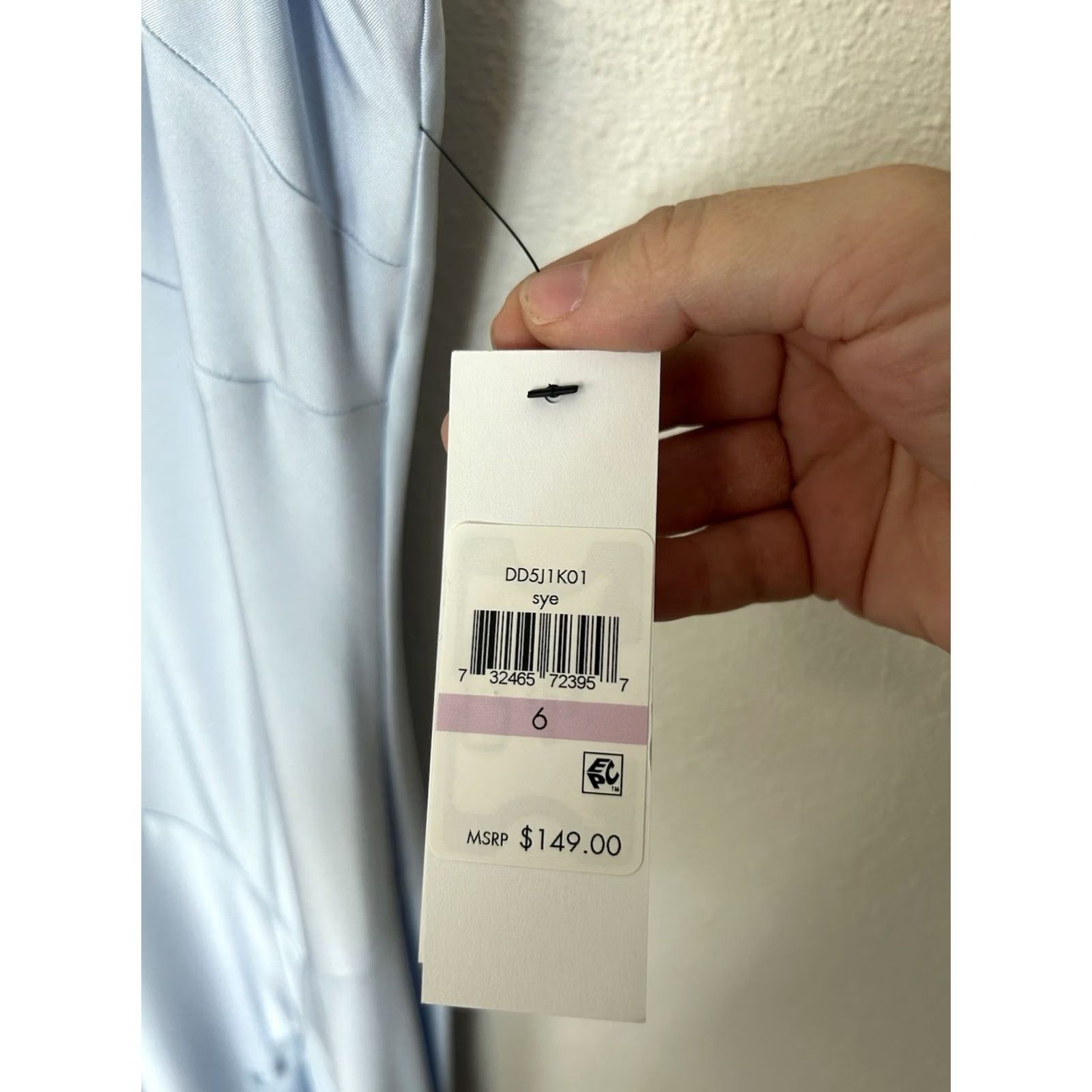 DKNY DKNY Slip Dress Midi Open Back V-Neck Ruffled Hem Light Blue 6 Women's Formal Party/Cocktail Size M / US 6-8 / IT 42-44 - 7 Thumbnail
