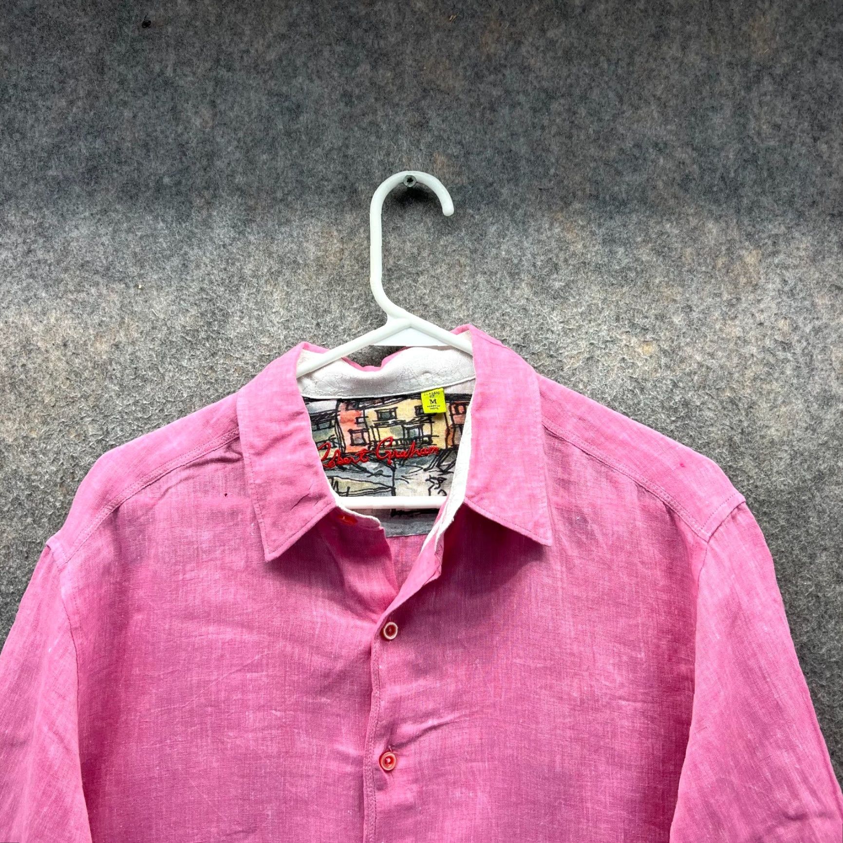 Robert Graham Robert Graham Shirt Mens Medium Pink Button Down Classic Roll Up Cuff Cotton Size US M / EU 48-50 / 2 - 5 Thumbnail