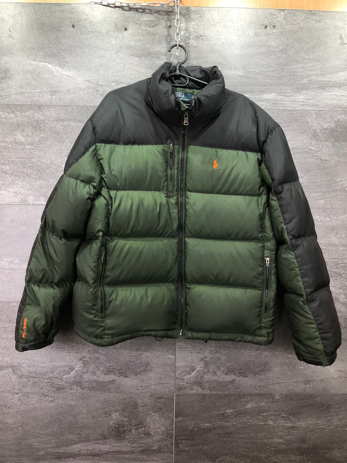 Pre-owned Polo Ralph Lauren X Vintage Crazy Vintage Y2k Polo Ralph Laurent Rl250 Puffer Jacket In Black/green