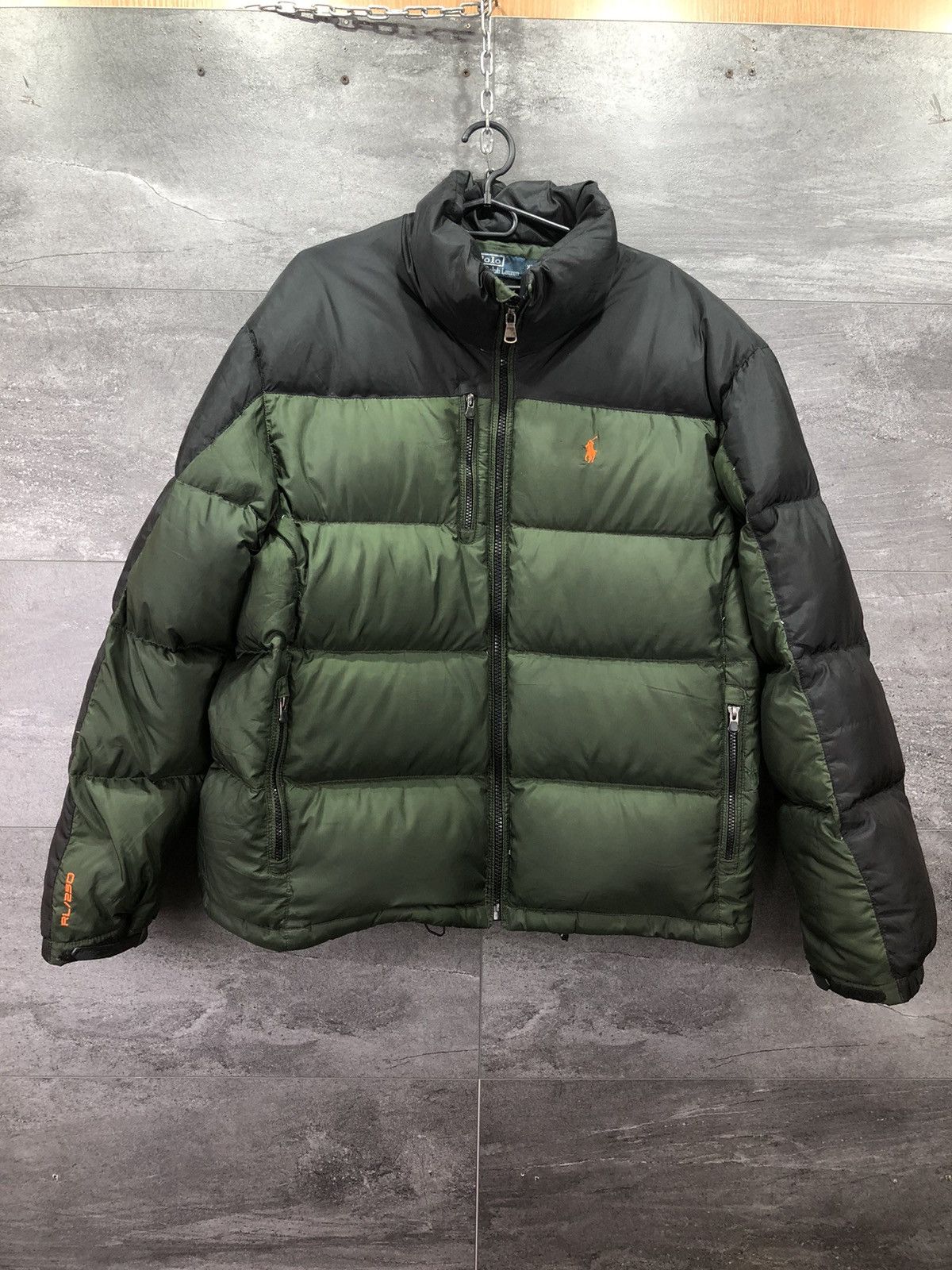 image of Crazy Vintage Y2K Polo Ralph Laurent Rl250 Puffer Jacket in Black/Green, Men's (Size 2XL)