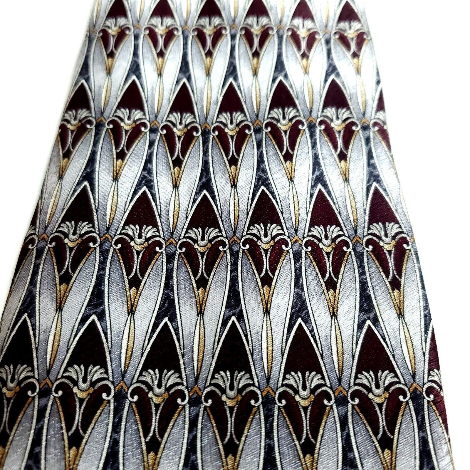 Stafford Stafford Executive Collection Gray Maroon Red Wide Silk Tie Size ONE SIZE - 2 Thumbnail