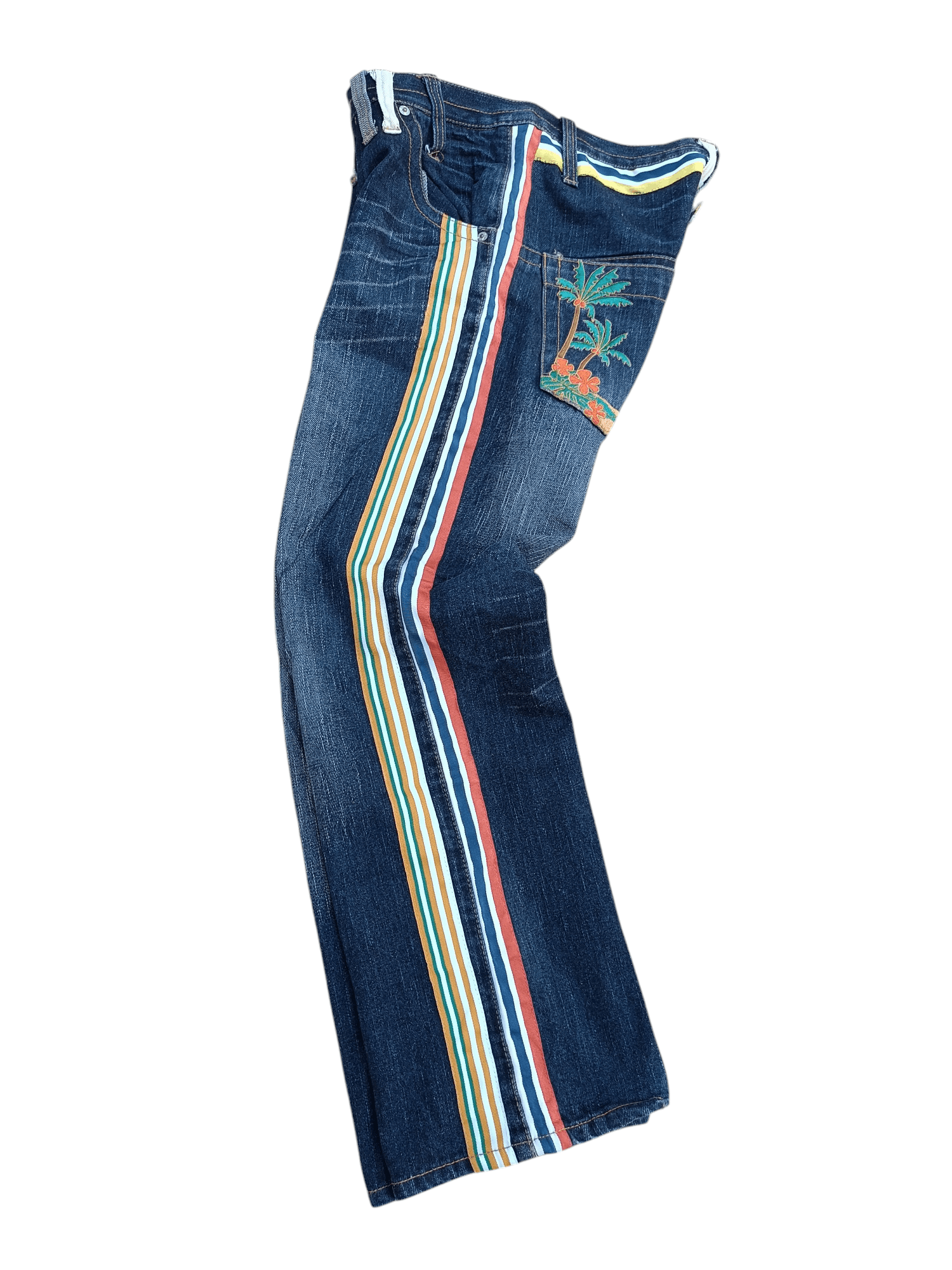 Designer VTG BLUE MOON BLUE SIDE STRIPE EMBROIDERY STYLE DESIGN DENIM Size US 30 / EU 46 - 18 Thumbnail