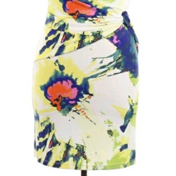 Vintage Suzi Chin Artsy Abstract Floral Cocktail Dress Sz 10 Splatte Size L / US 10 / IT 46 - 5 Thumbnail