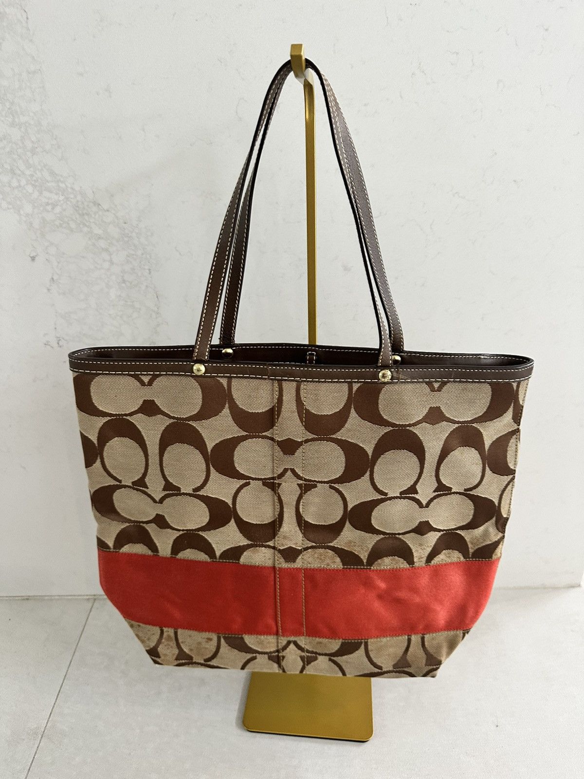 Coach The Coach City Tote Signature Canvas in Brown and Red Size ONE SIZE - 1 Thumbnail