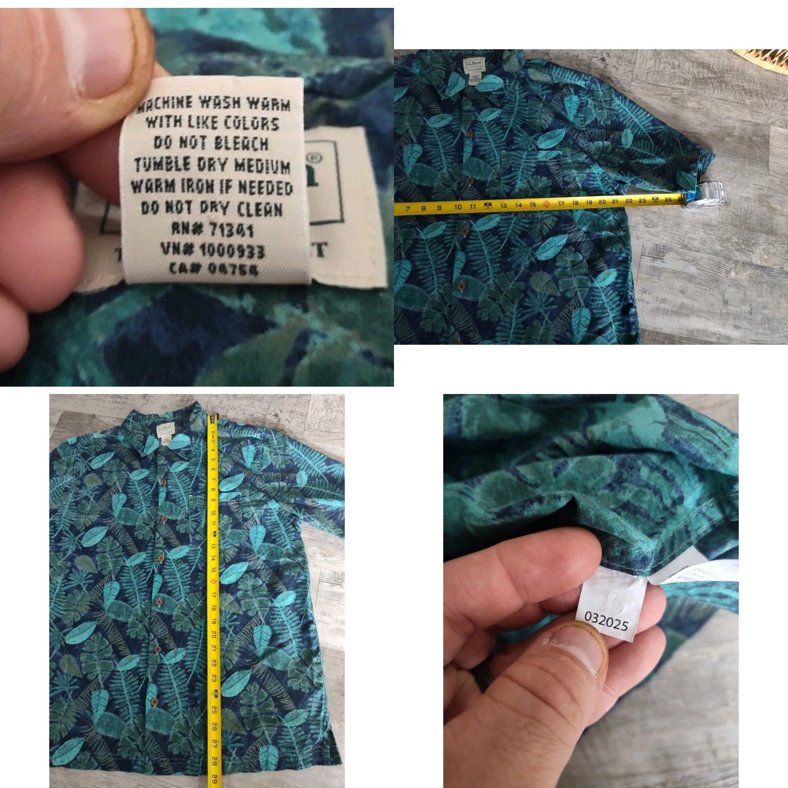 Vintage VINTAGE L.L. BEAN Mens Shirt Short Sleeve Cotton Floral Tropical Leaves Fern Blue Summer Casual Size US M / EU 48-50 / 2 - 8 Thumbnail