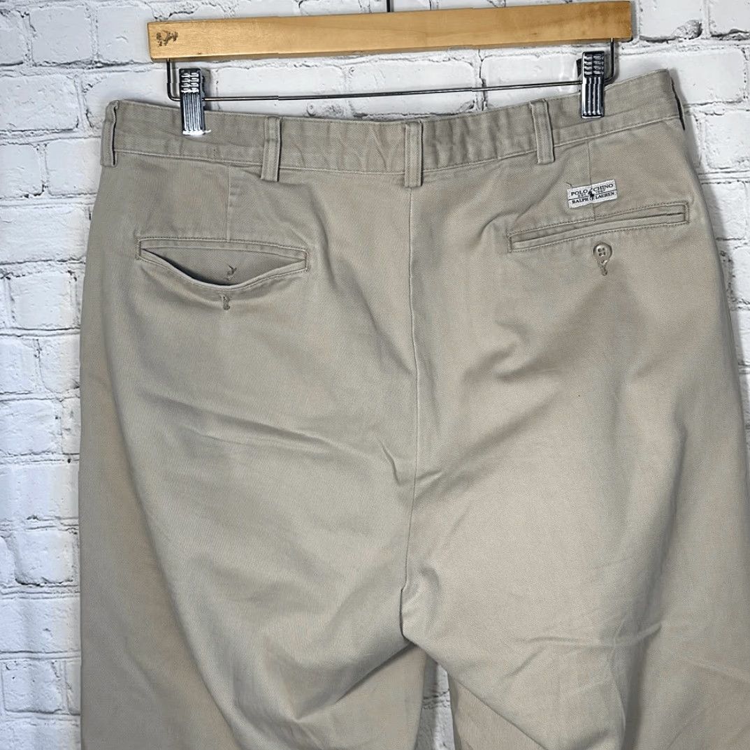 Polo Ralph Lauren VINTAGE Polo Ralph Lauren Pleated Front Mens Chino Pants Trousers 38 SPOT Tan 34 Inseam Mens Size US M / EU 48-50 / 2 - 5 Thumbnail