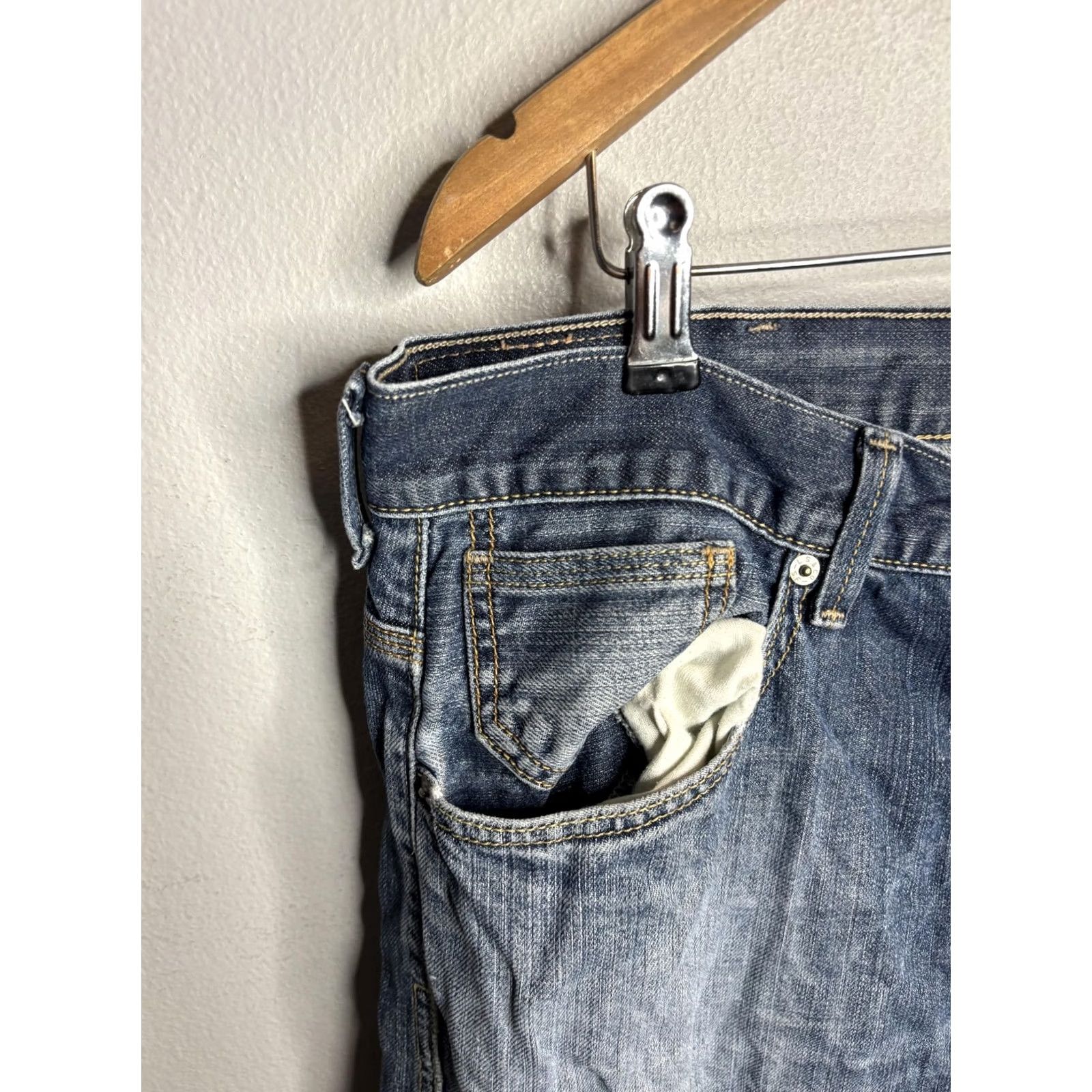 Levi's Levi's 514 Jeans Mens 38x32 Slim Straight Button Fly Flap Pocket Distressed Denim Blue Medium Wash Size US 38 / EU 54 - 7 Thumbnail