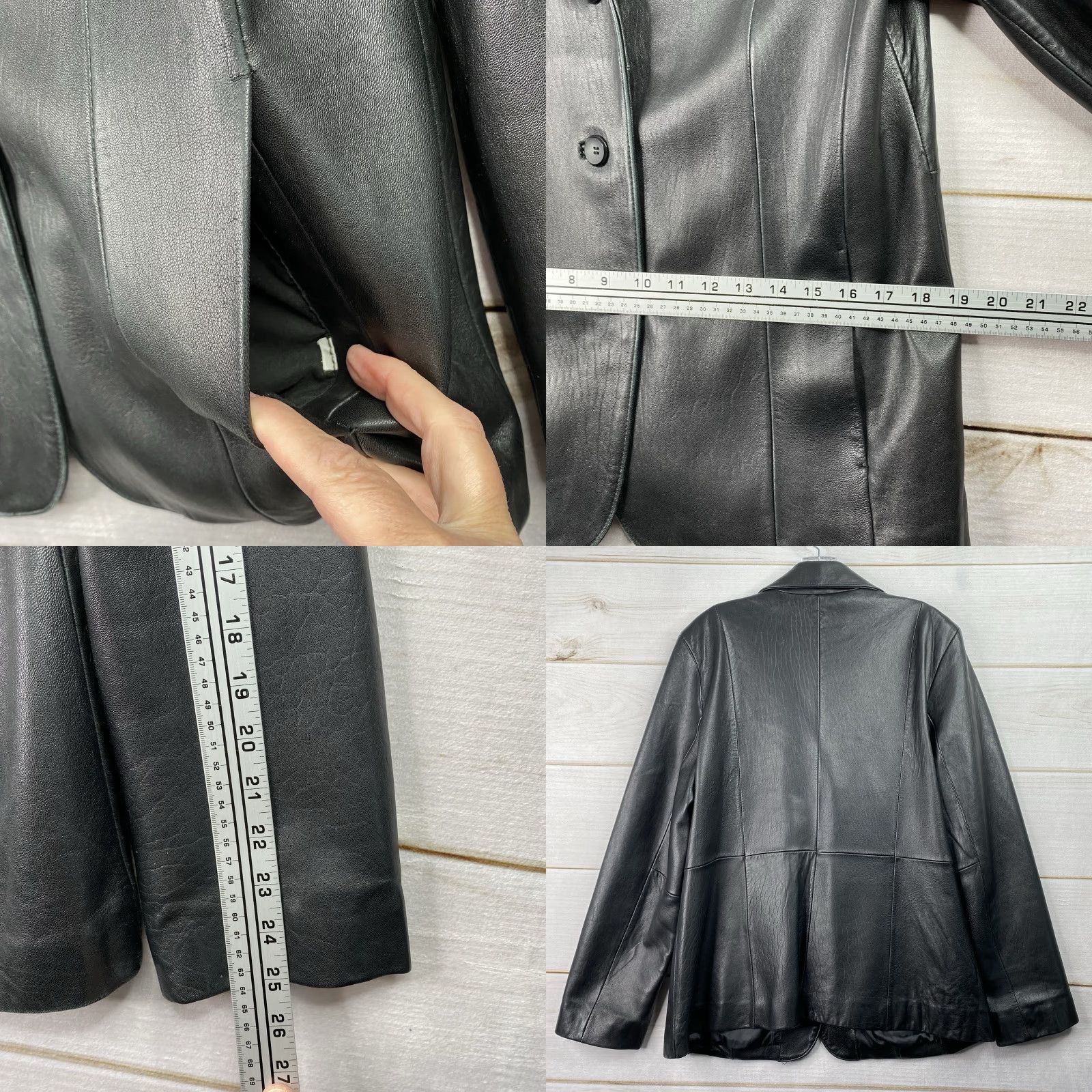 Vintage VINTAGE Womens Siena Black Leather Jacket 14 Full Zip Lined Pockets 3 Button Classic 90s Size XL / US 12-14 / IT 48-50 - 8 Thumbnail