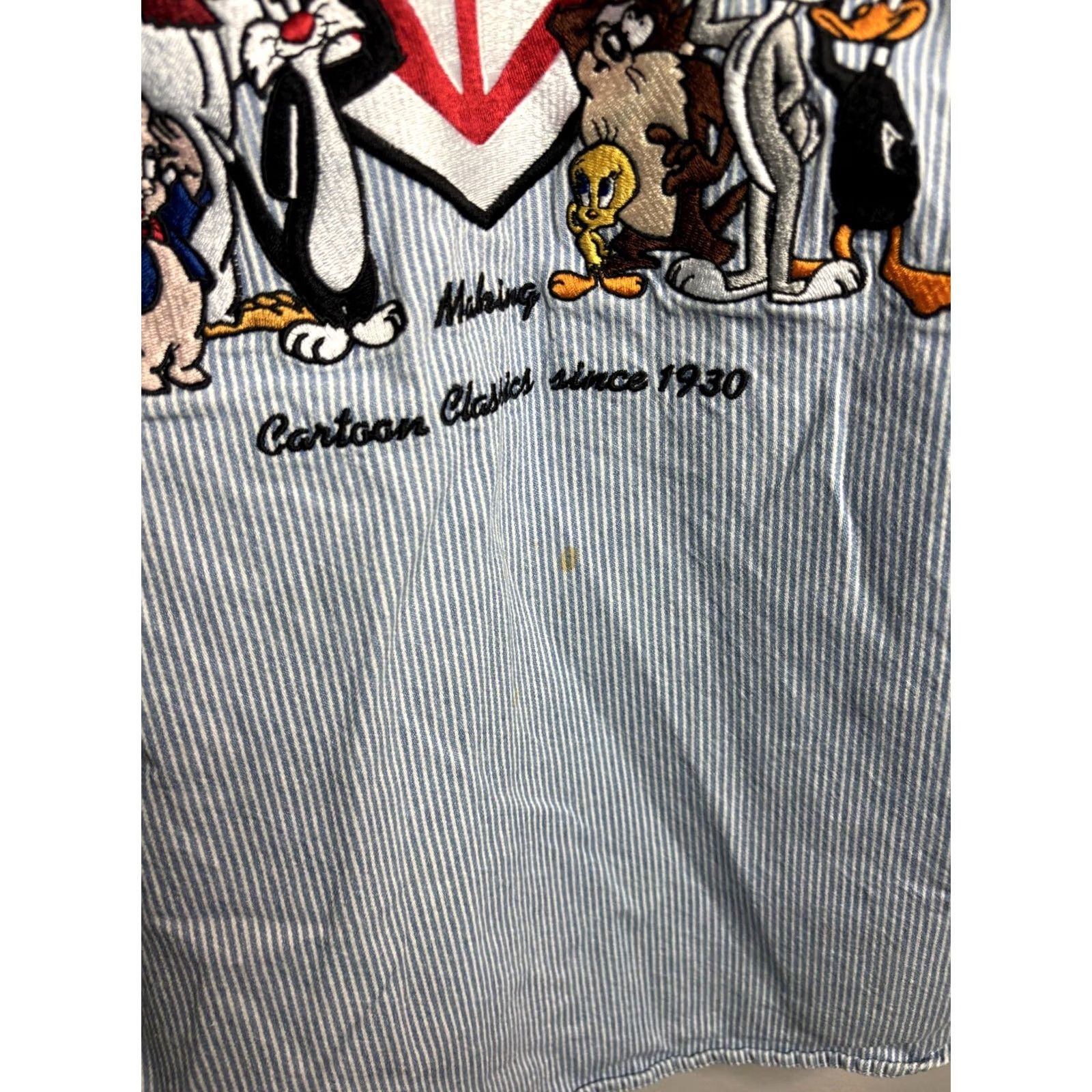 Vintage VINTAGE Warner Bros Looney Tunes Shirt Mens Small Blue Stripe Embroidered 90s Size US S / EU 44-46 / 1 - 6 Thumbnail