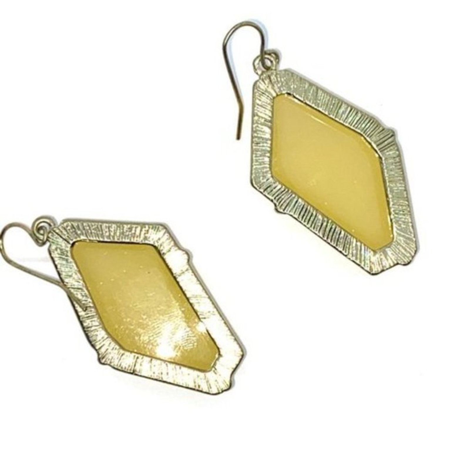 Handmade Yellow Stone Gold-Tone Hardware Dangle Earrings Size ONE SIZE - 4 Thumbnail
