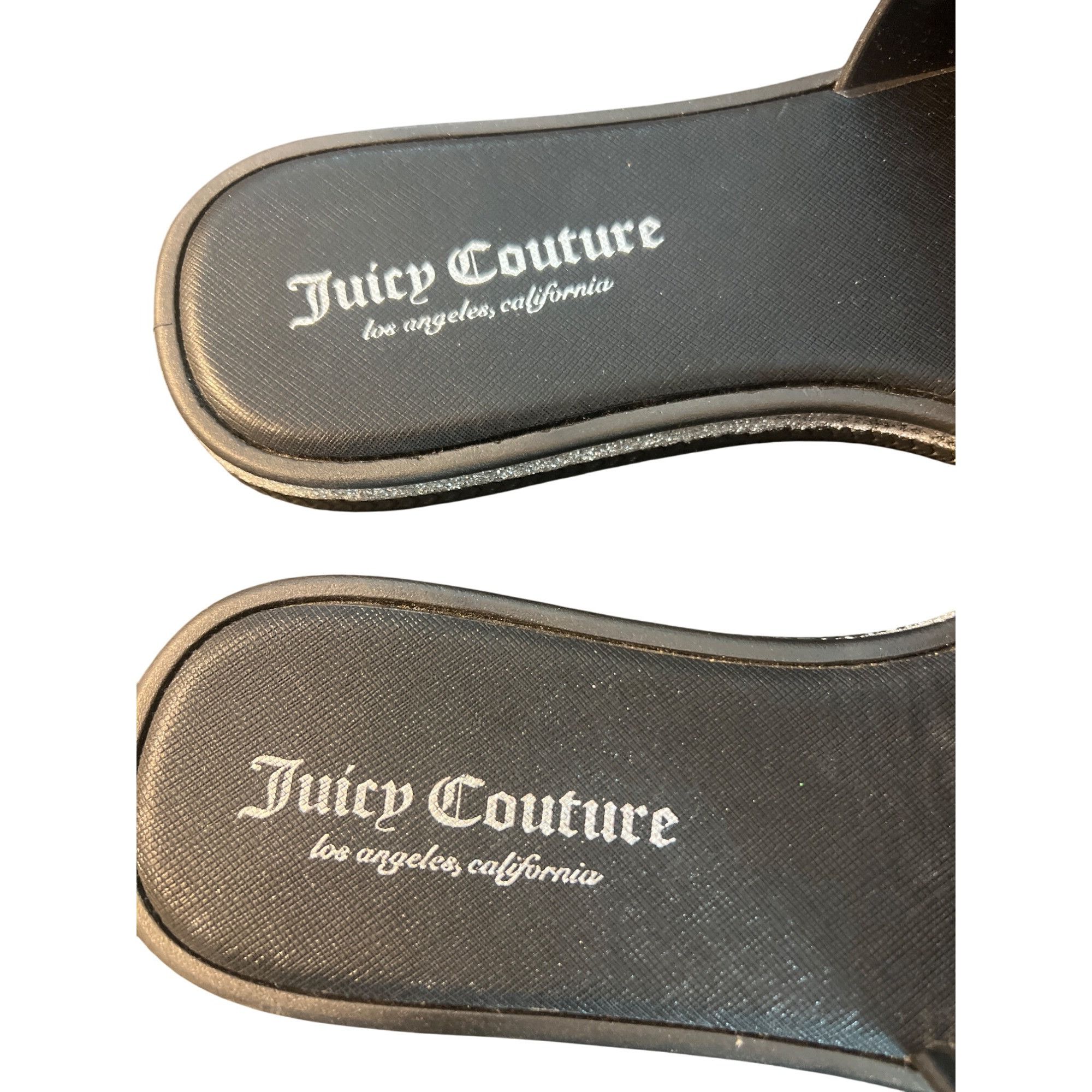 Juicy Couture Juicy Couture Black Slides Rainbow Heart Logo Silver Glitter Size US 7.5 / IT 37.5 - 6 Thumbnail