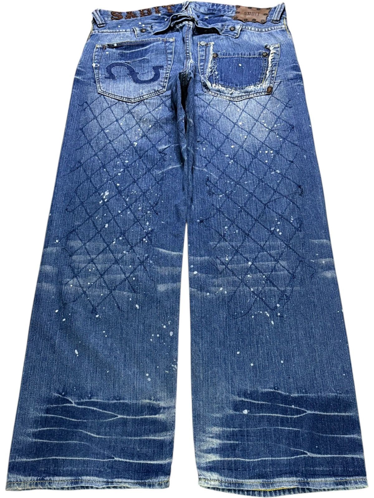Japanese Brand Vintage Japanese Brand Bleach Paint Embroidery Baggy Jeans Size US 36 / EU 52 - 2 Thumbnail