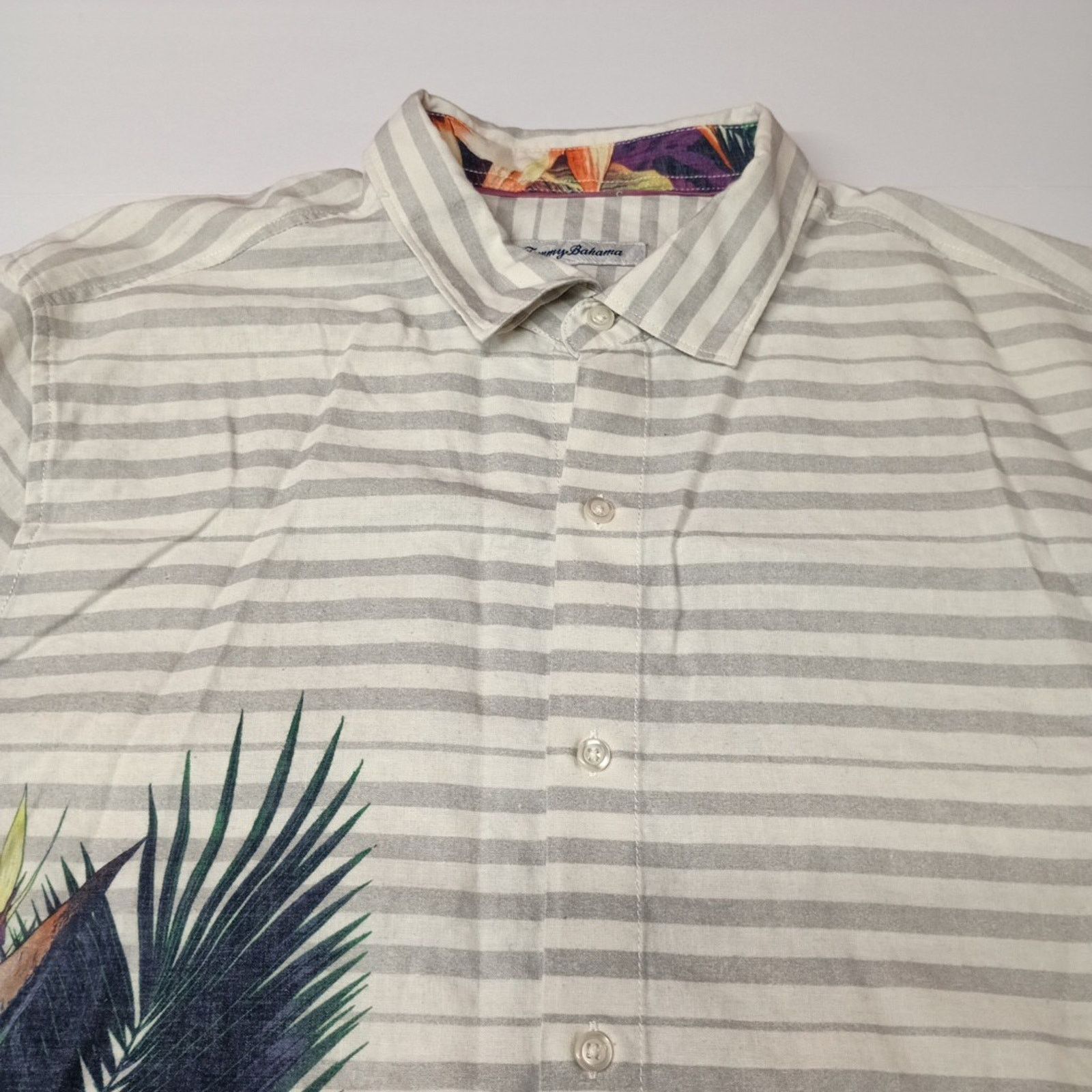 Tommy Bahama Tommy Bahama Shirt Men's XL White Gray Stripe Linen Blend Size US XL / EU 56 / 4 - 4 Thumbnail