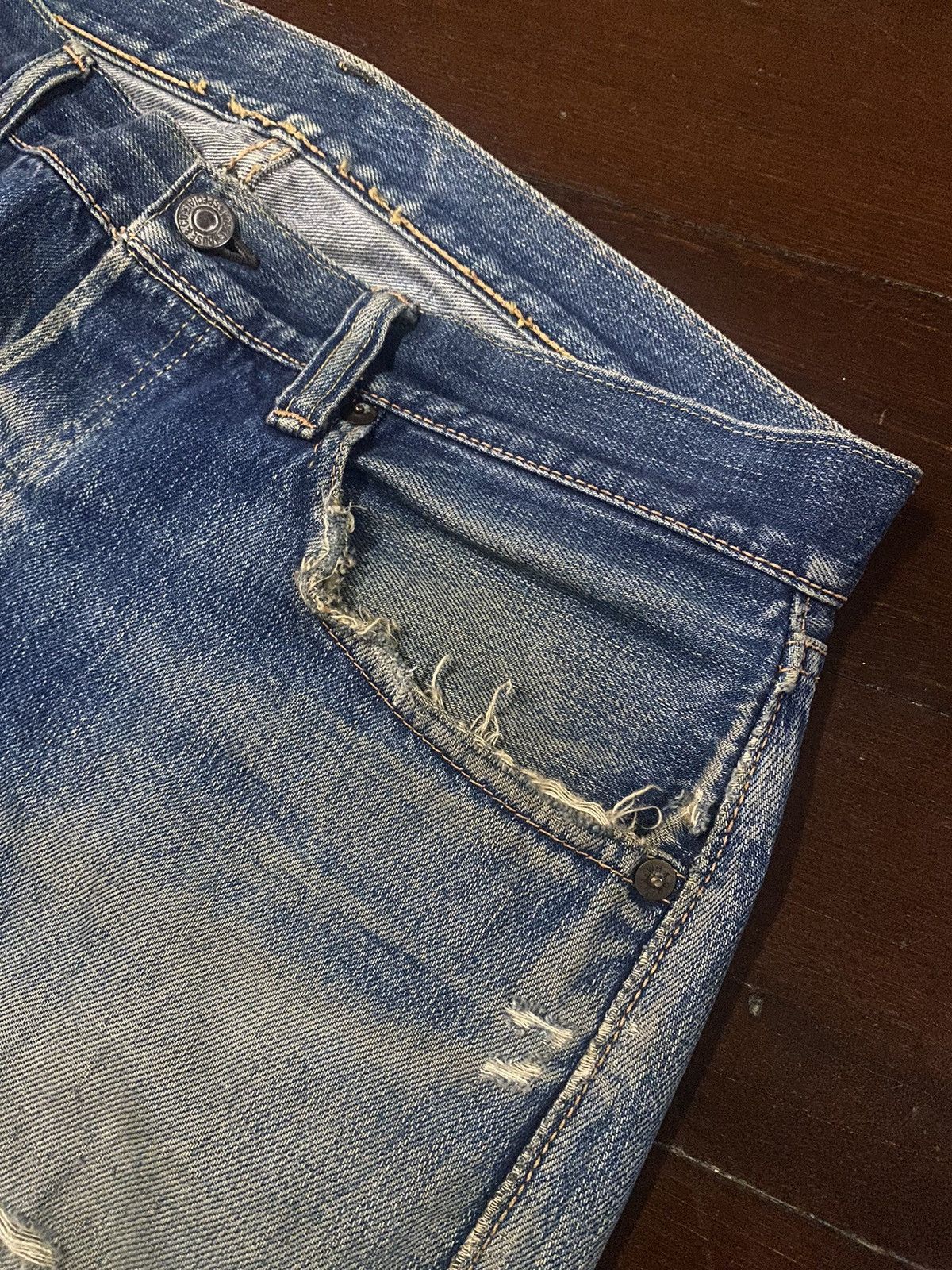 Vintage FIRE 🔥 VINTAGE 90s WAREHOUSE V STITCH DISTRESSED REWORK JEAN Size US 36 / EU 52 - 12 Thumbnail