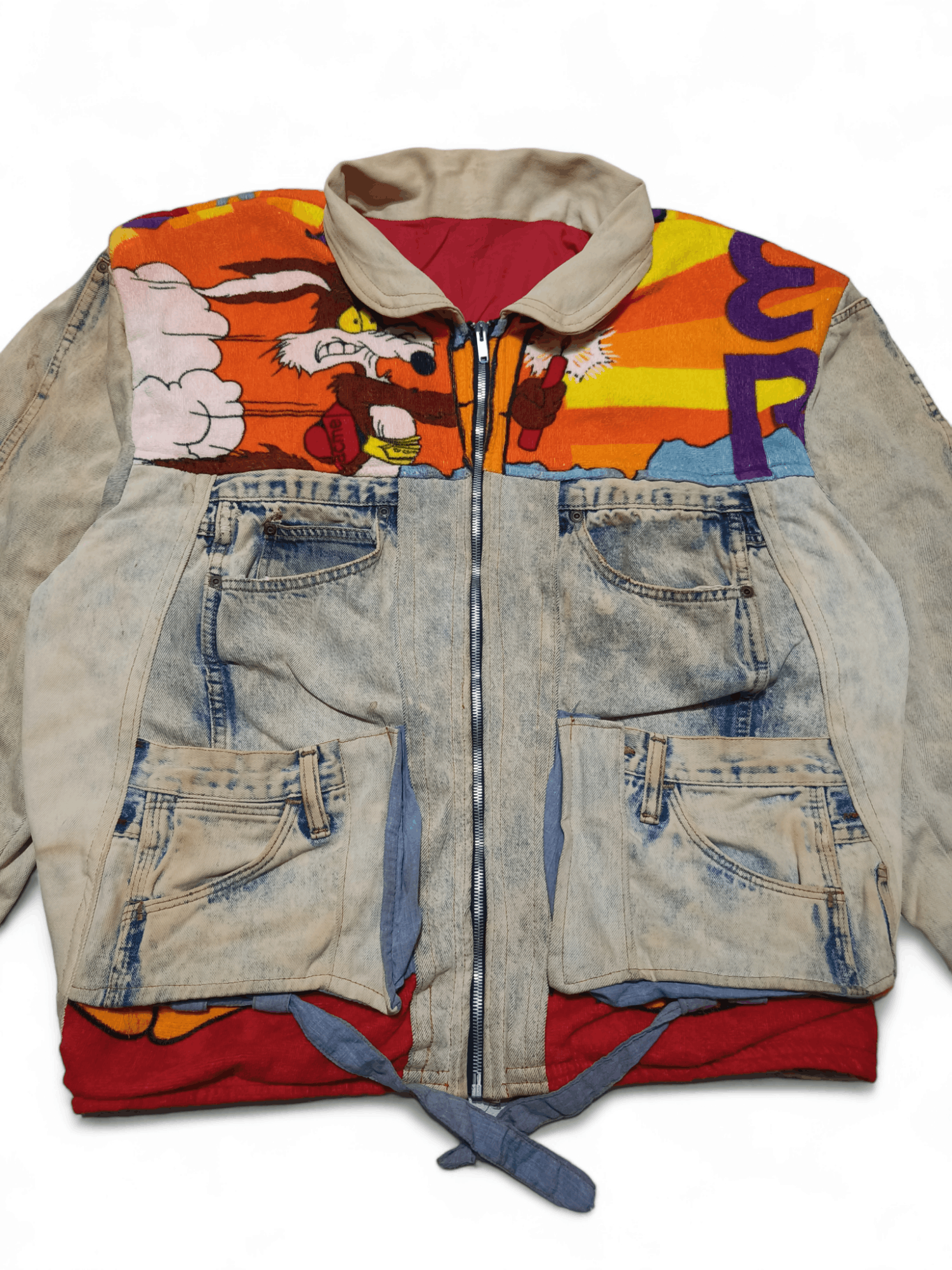 Too Cute Guetta Bros. Vintage Road Runner Wile TOO CUTE Guetta Bros Denim Jacket Size US XL / EU 56 / 4 - 4 Thumbnail