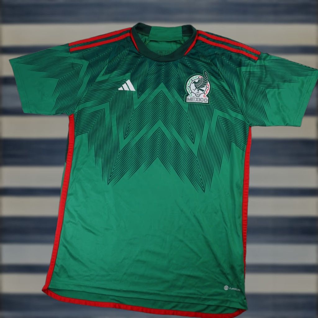 Adidas VINTAGE 2022 Adidas Mexico National Football Team Players Jersey Green Shirts Mens Large Size US L / EU 52-54 / 3 - 1 Thumbnail