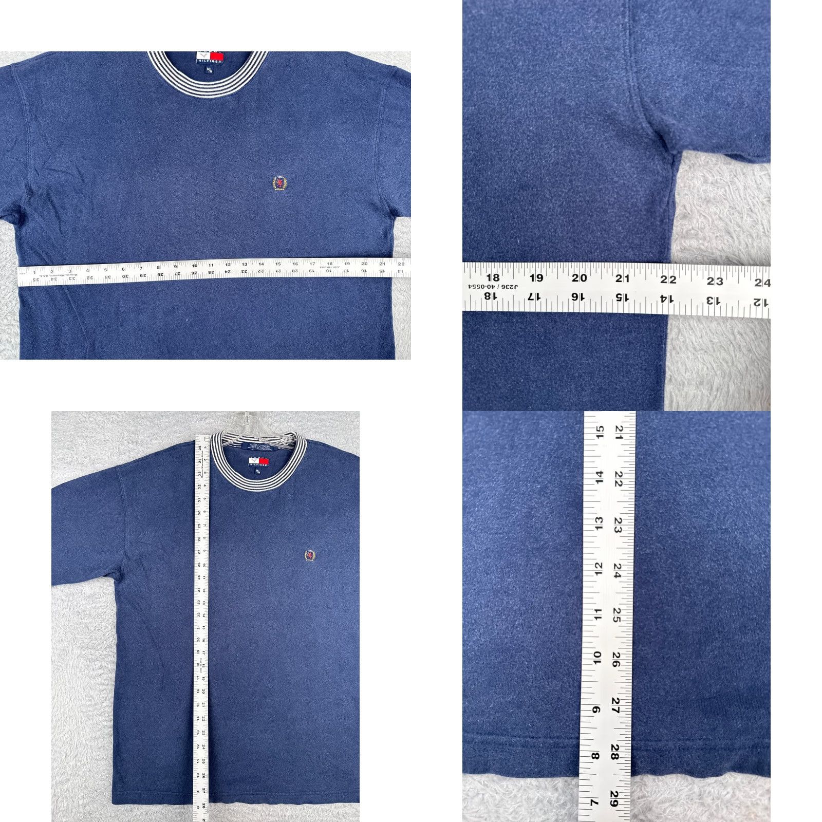 Tommy Hilfiger VINTAGE Tommy Hilfiger Shirt Adult Medium Blue Short Sleeve Crew Neck Cotton READ Size US M / EU 48-50 / 2 - 8 Thumbnail