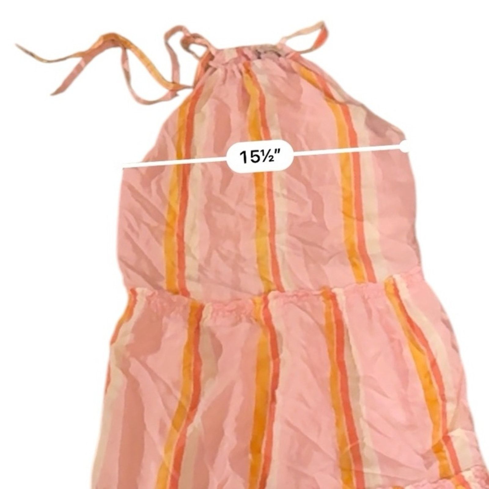Club Monaco Club Monaco Amirra Silk Pink Multi Stripe Tiered Midi Dress Size XS / US 0-2 / IT 36-38 - 8 Thumbnail