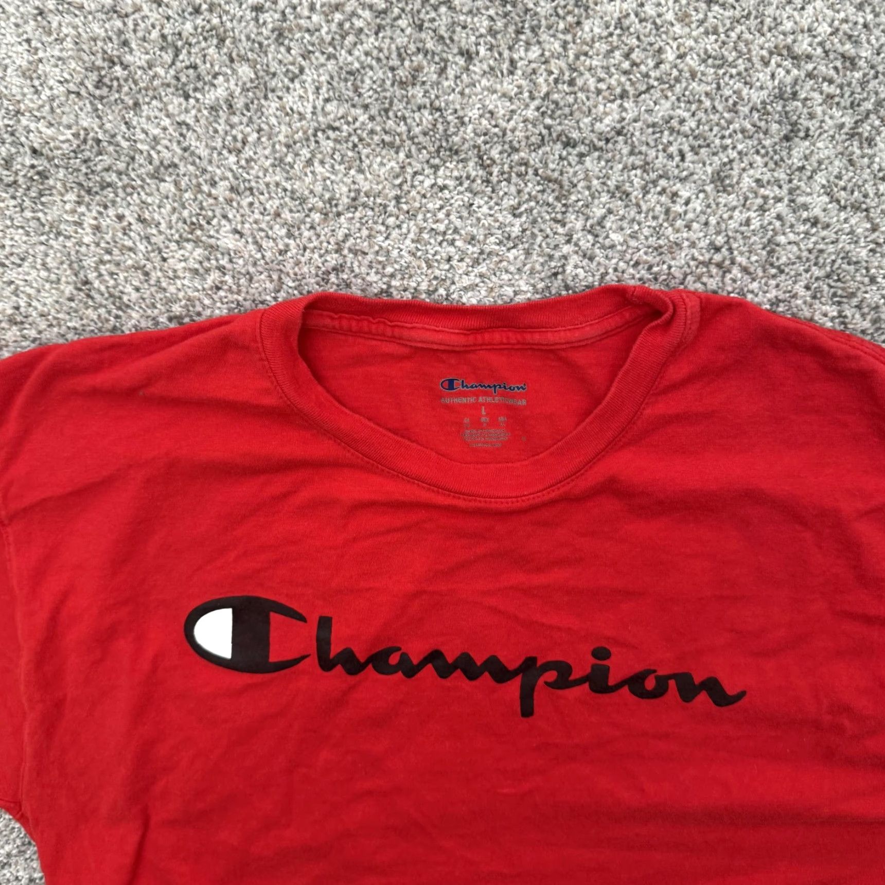 Champion Champion Shirt Mens Large Red Graphic Tee Logo Spell Out Athletic Casual Comfort Size US L / EU 52-54 / 3 - 5 Thumbnail