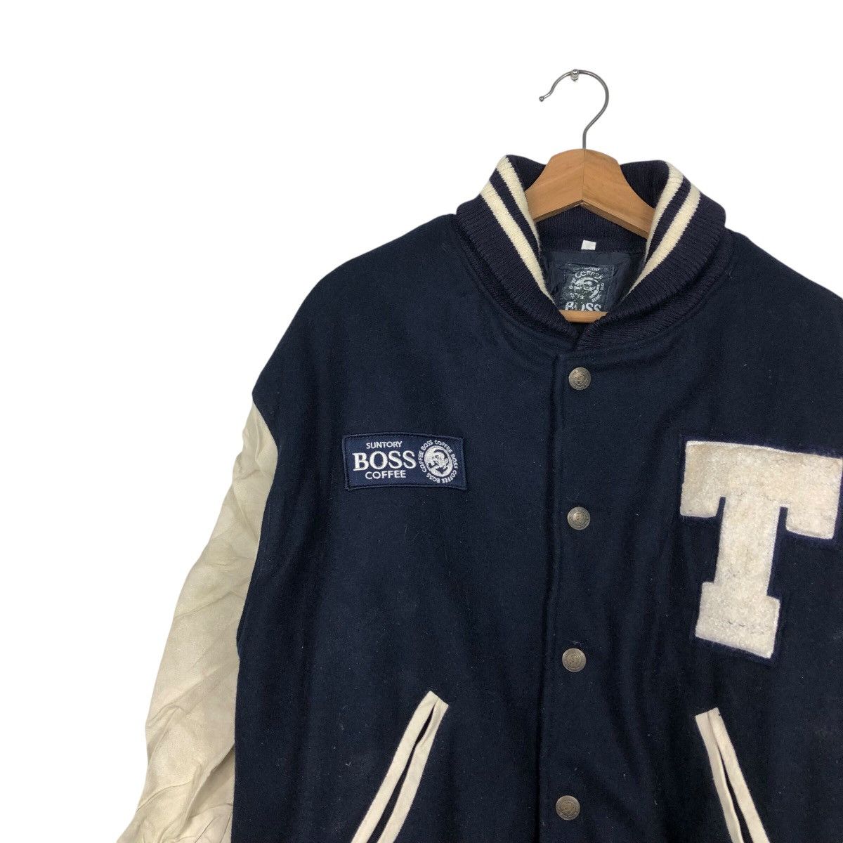 Japanese Brand 📌Vintage Leather Jacket Bomber Suntory Boss Coffee Big Logo Size US L / EU 52-54 / 3 - 9 Thumbnail