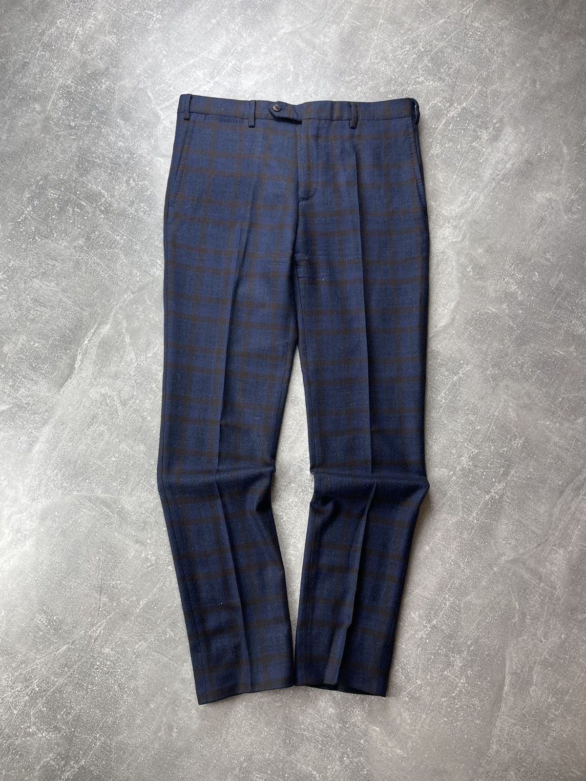 Designer Marcopescarolo Napoli Wool Checkered Casual Pants Size US 34 / EU 50 - 2 Thumbnail