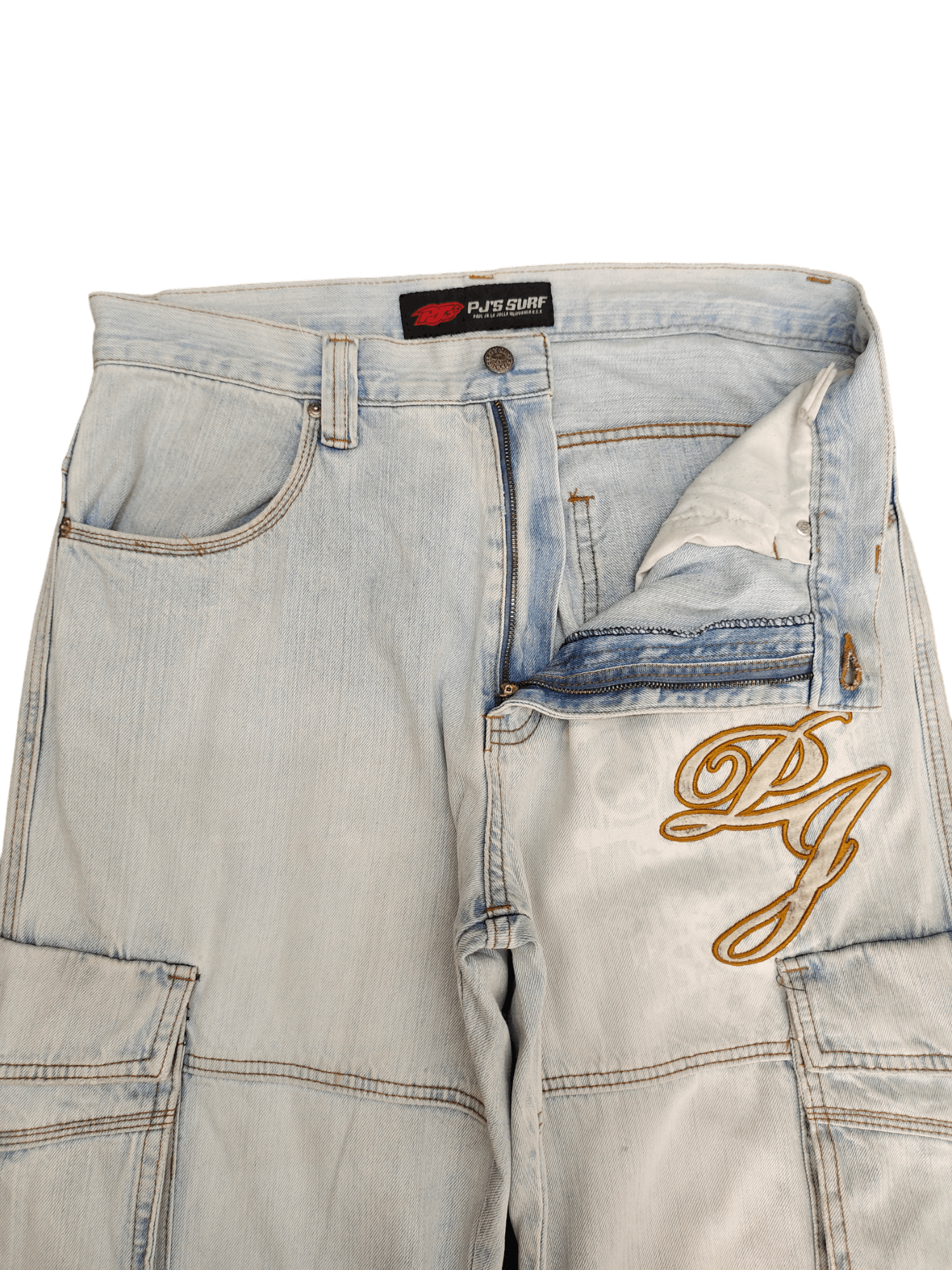 JNCO Baggy Jeans PJ Surf Light Wash Cargo Wide Leg Denim Y2k Jnco Size US 34 / EU 50 - 7 Thumbnail