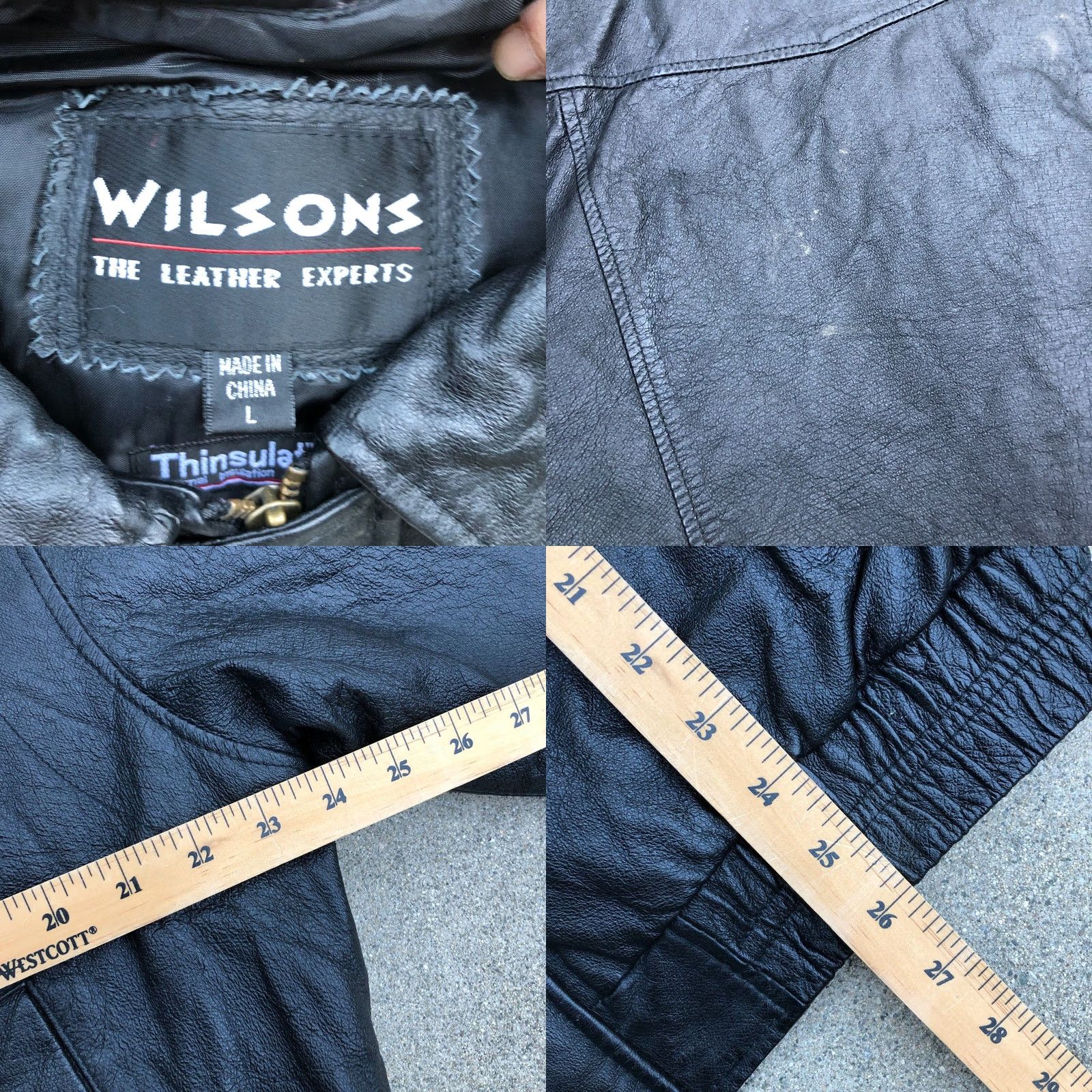 Vintage VTG WILSONS Leather Jacket Mens Black Thinsulate Full Zip Bomber Coat Jacket Size US L / EU 52-54 / 3 - 8 Thumbnail