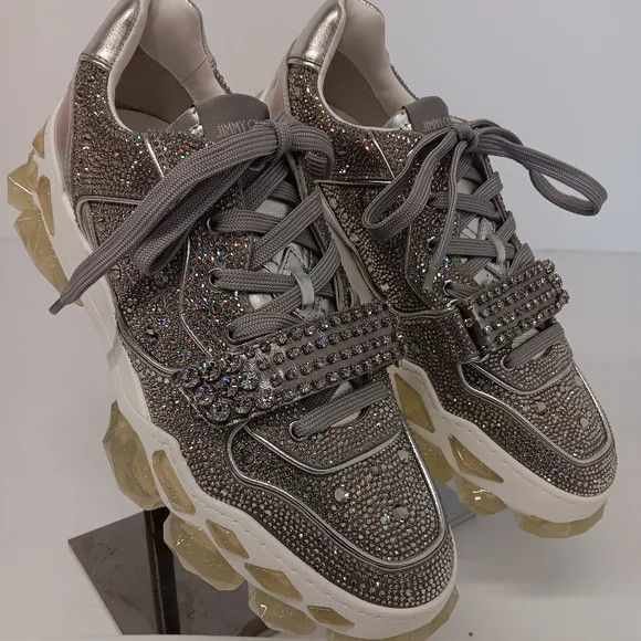 Jimmy Choo Jimmy Choo Diamond X Strap Lo-Top Sneakers w/ Crystals- EU44 Size US 11 / EU 44 - 2 Thumbnail