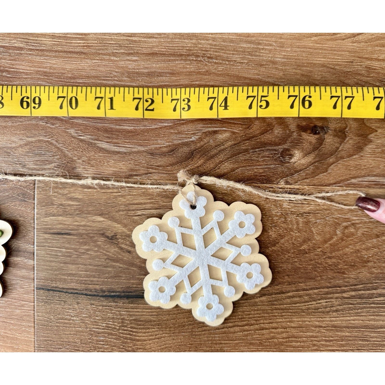 Other Felt Wooden Garland 6.5 Ft. Christmas Mantel Tree Holiday Size ONE SIZE - 2 Thumbnail