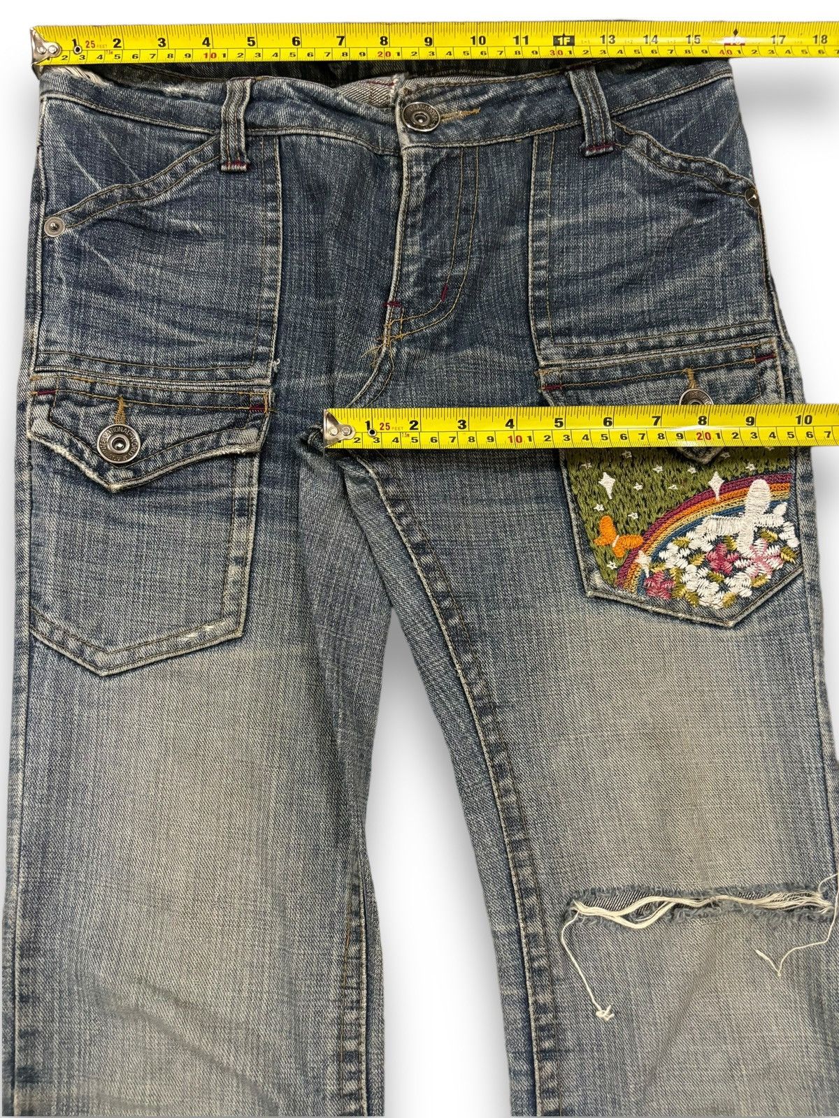 Japanese Brand Vintage Japanese Brand Floral Mud Wash Flare Bush Jeans Size US 31 - 15 Thumbnail