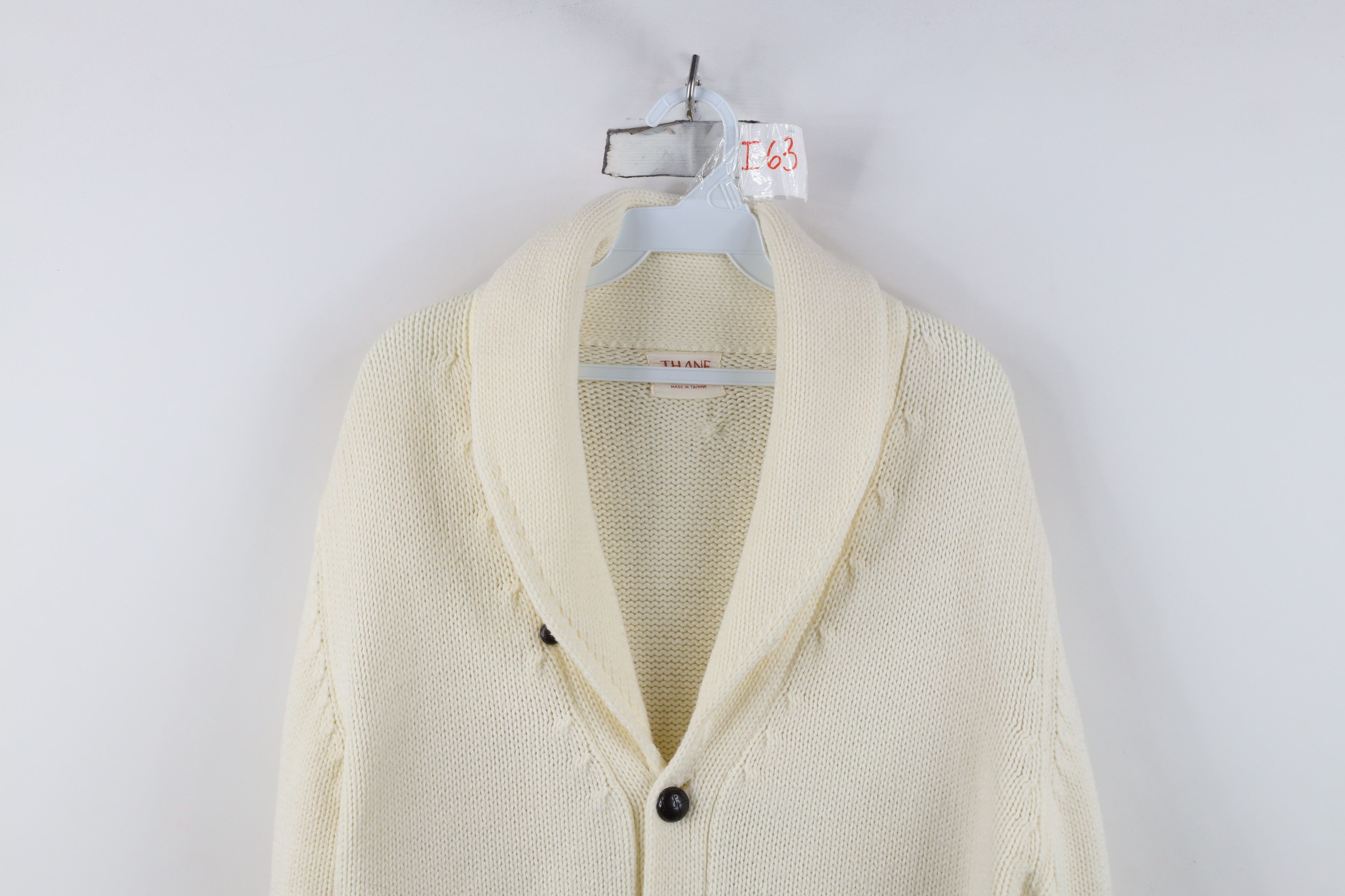 Vintage Vintage 70s Dapper Ribbed Knit Shawl Cardigan Sweater Cream Size US L / EU 52-54 / 3 - 2 Thumbnail