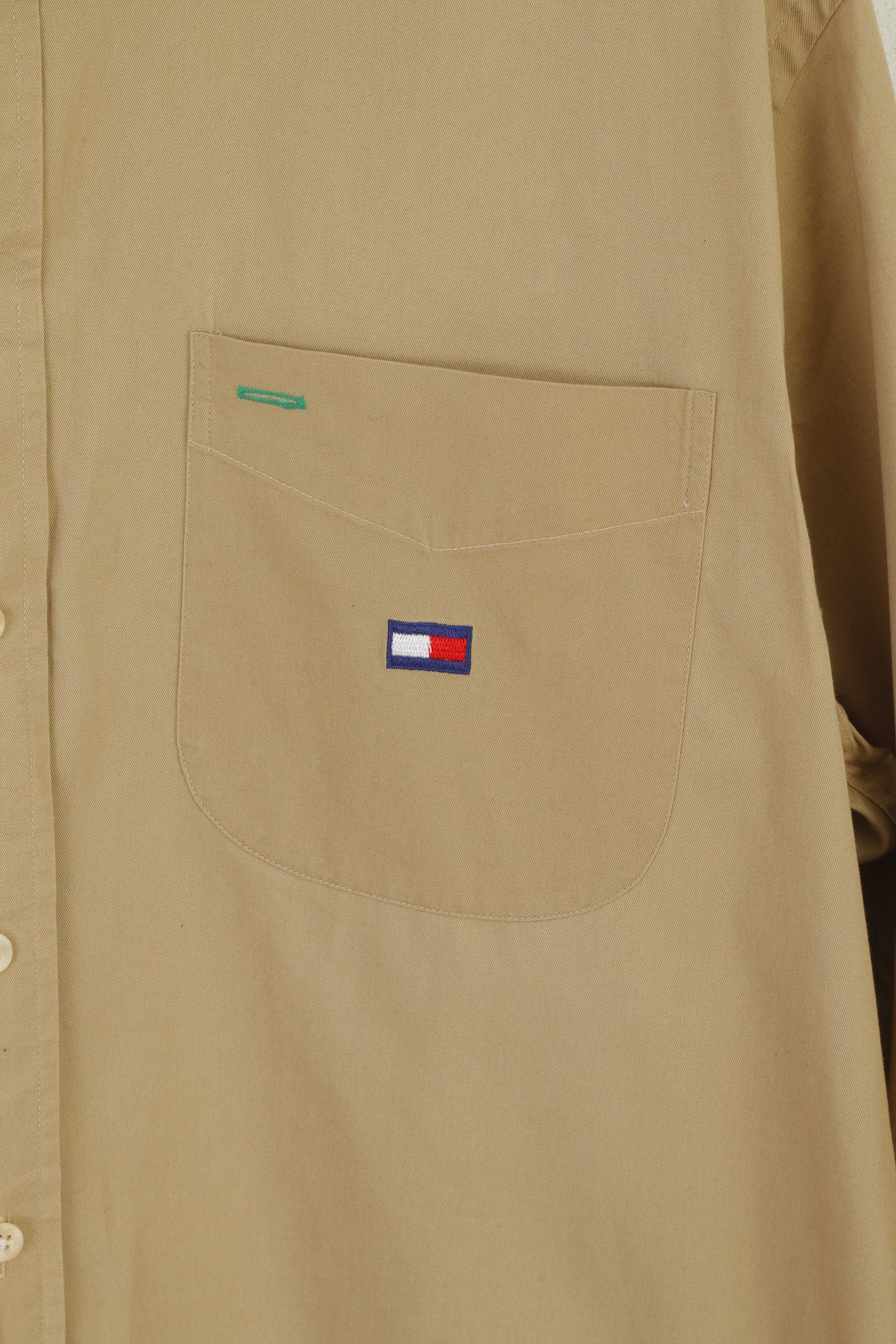 Tommy Hilfiger Tommy Hilfiger Men L Casual Shirt Beige Cotton 9518 Size US L / EU 52-54 / 3 - 6 Thumbnail