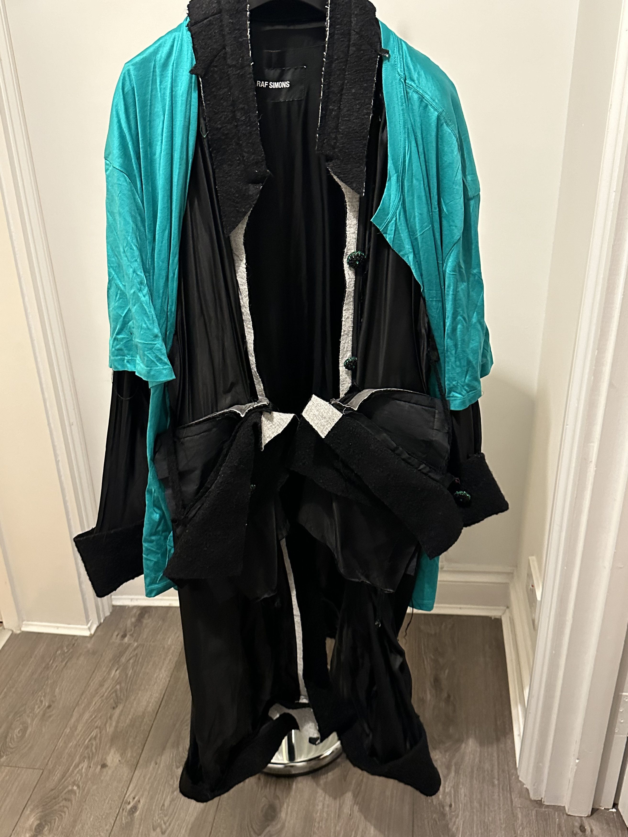 image of Raf Simons Ss2019 Deconstructed Mixed-Media Coat in Black, Men's (Size Small)
