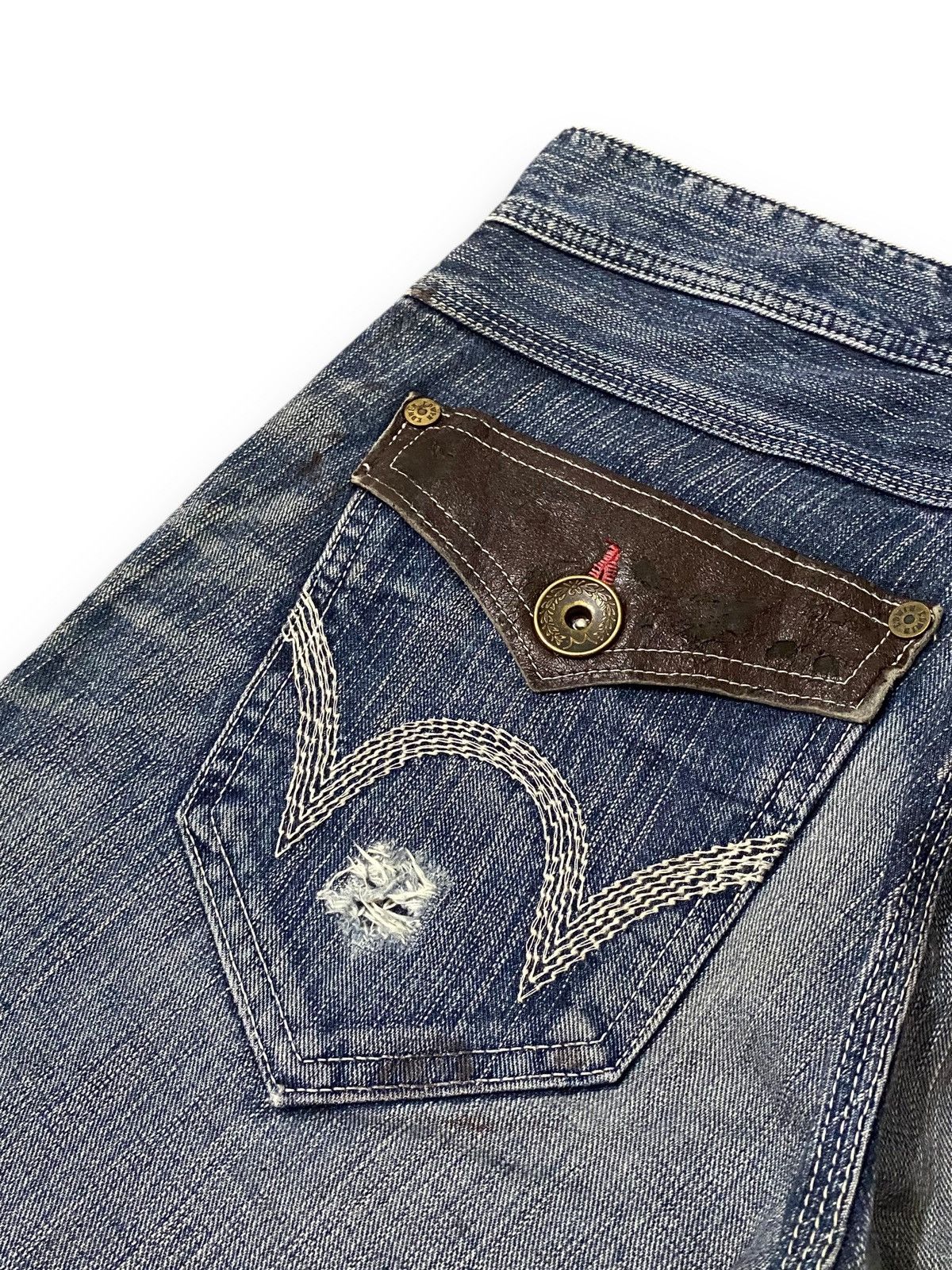 Edwin FLARE Edwin 503 Blue Trip Distressed Splash Paint Denim Size US 33 - 11 Thumbnail