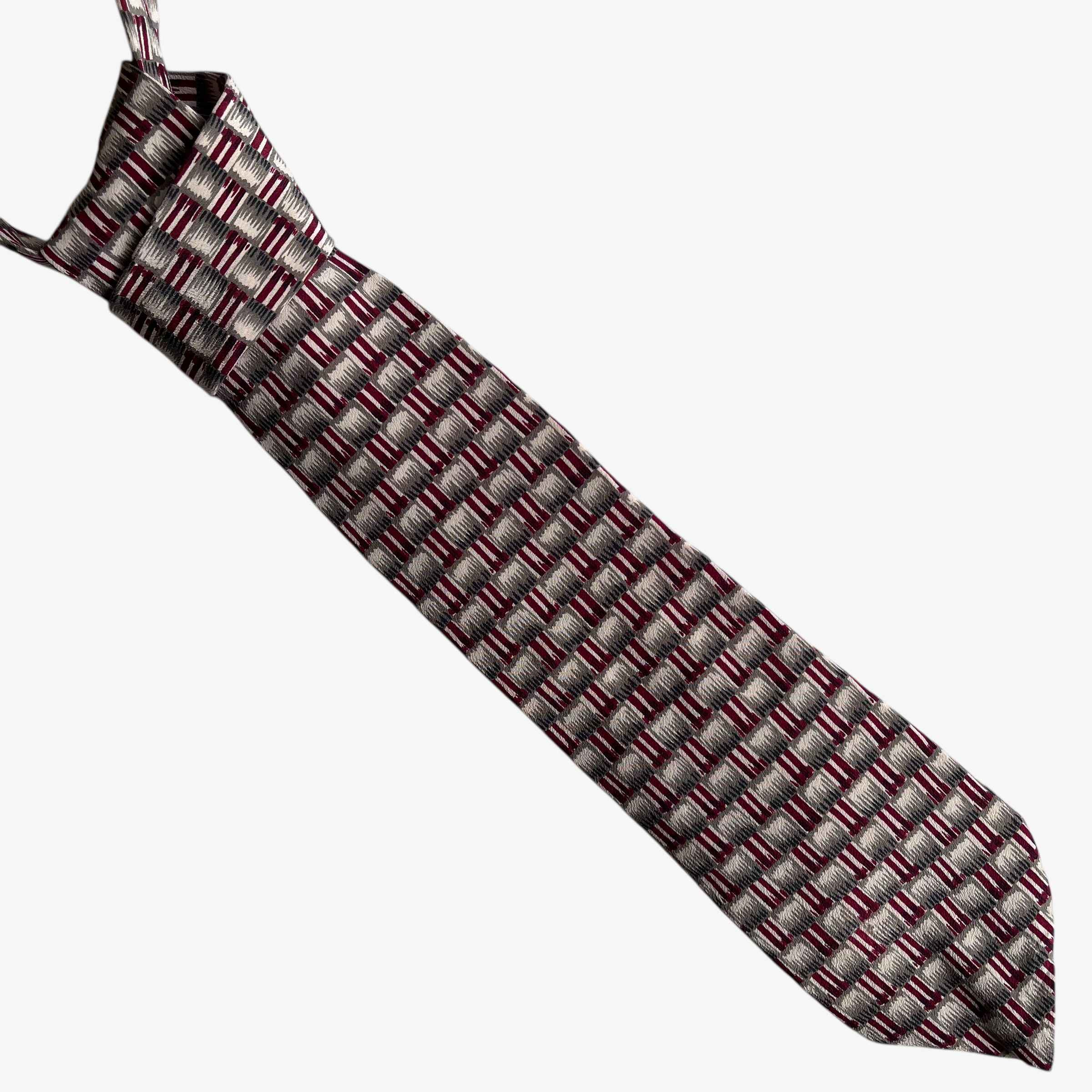 Burberry Vintage 80s Burberry Abstract Geometric Striped Silk Tie Size ONE SIZE - 1 Thumbnail