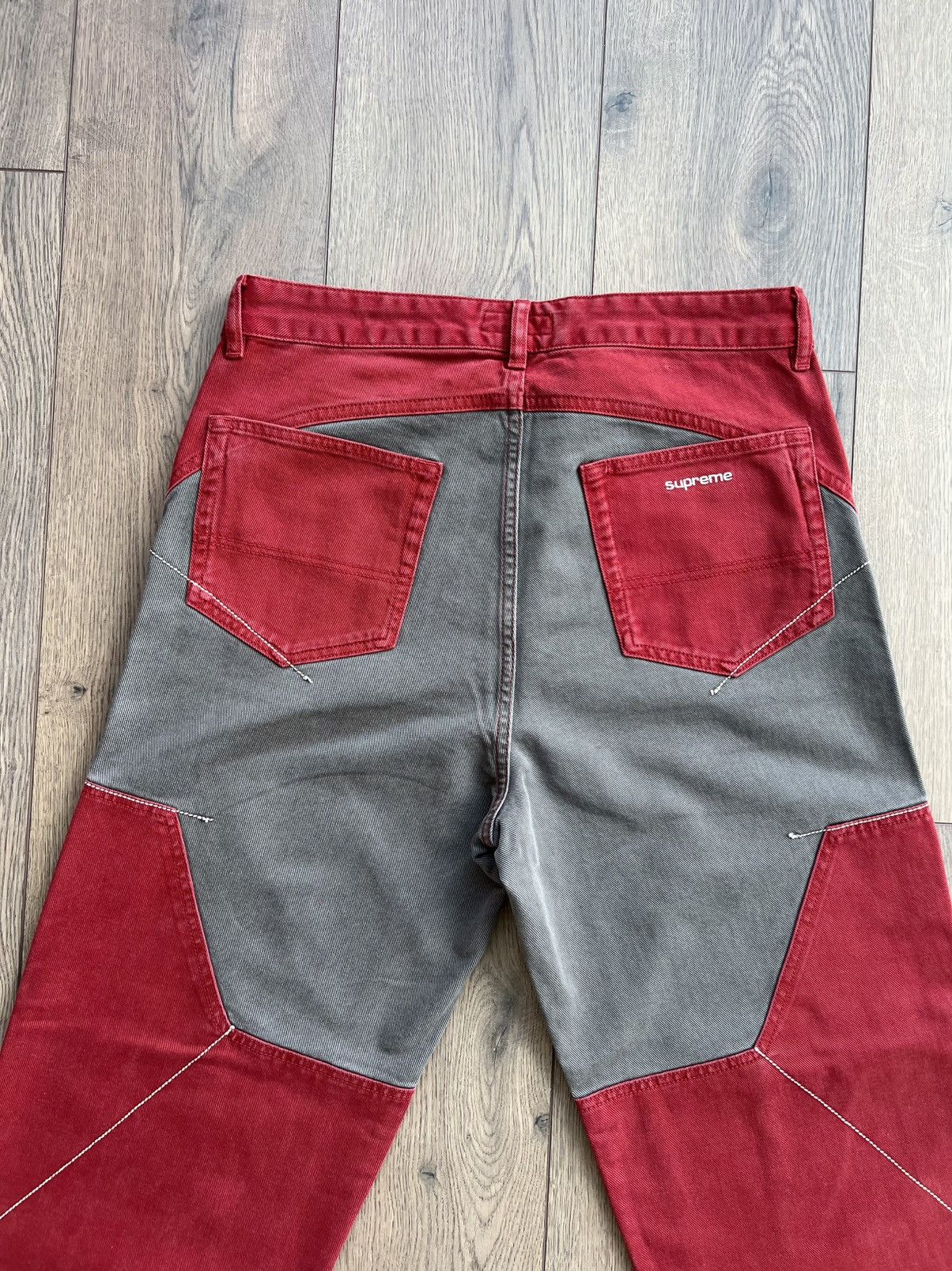 Supreme Supreme 2-Tone Paneled Denim Jeans “Red” 32 Size US 32 / EU 48 - 5 Thumbnail