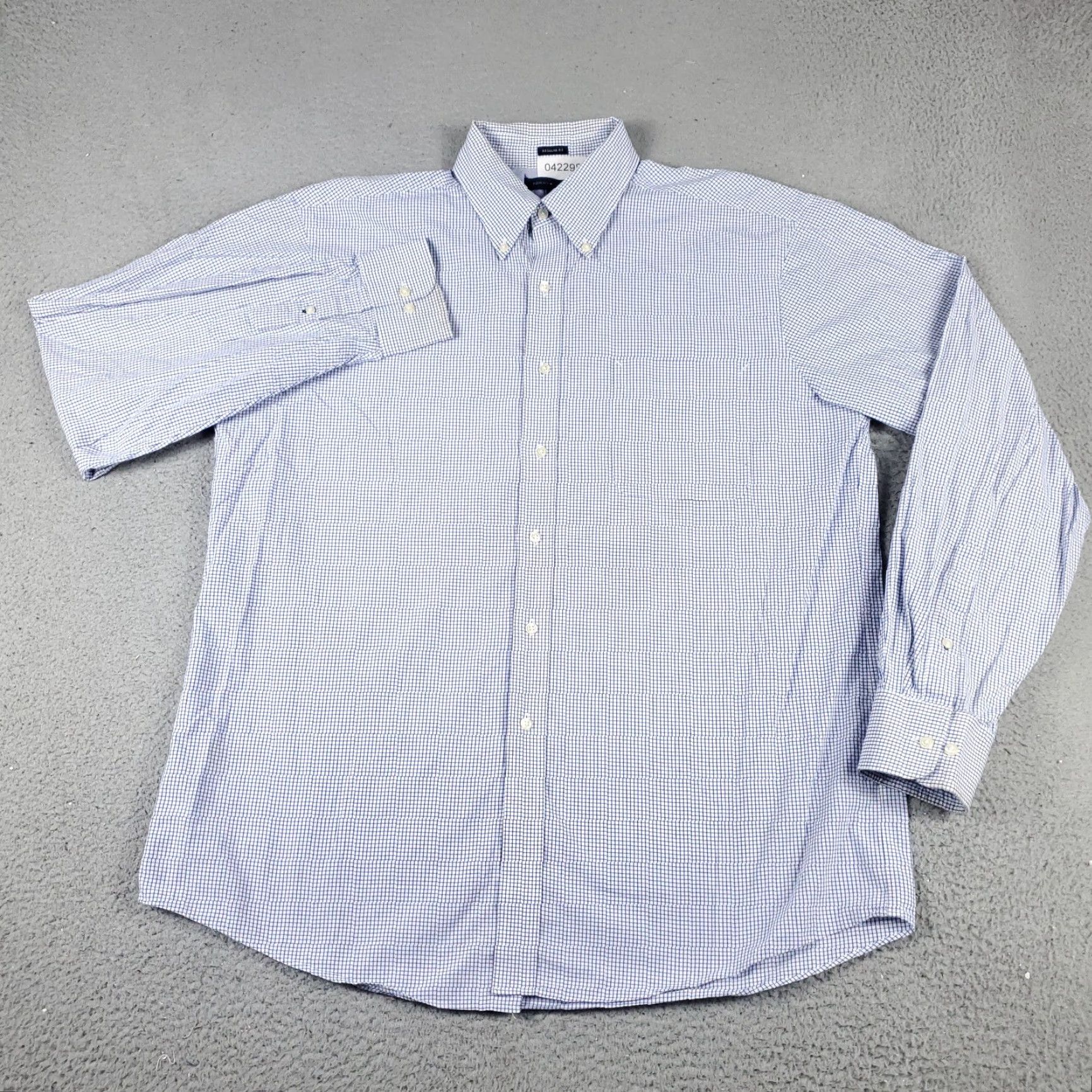 Tommy Hilfiger Tommy Hilfiger Dress Shirt Mens 16.5 Blue Check Long Sleeve Button-Up Classic American Preppy Size 42R - 2 Thumbnail
