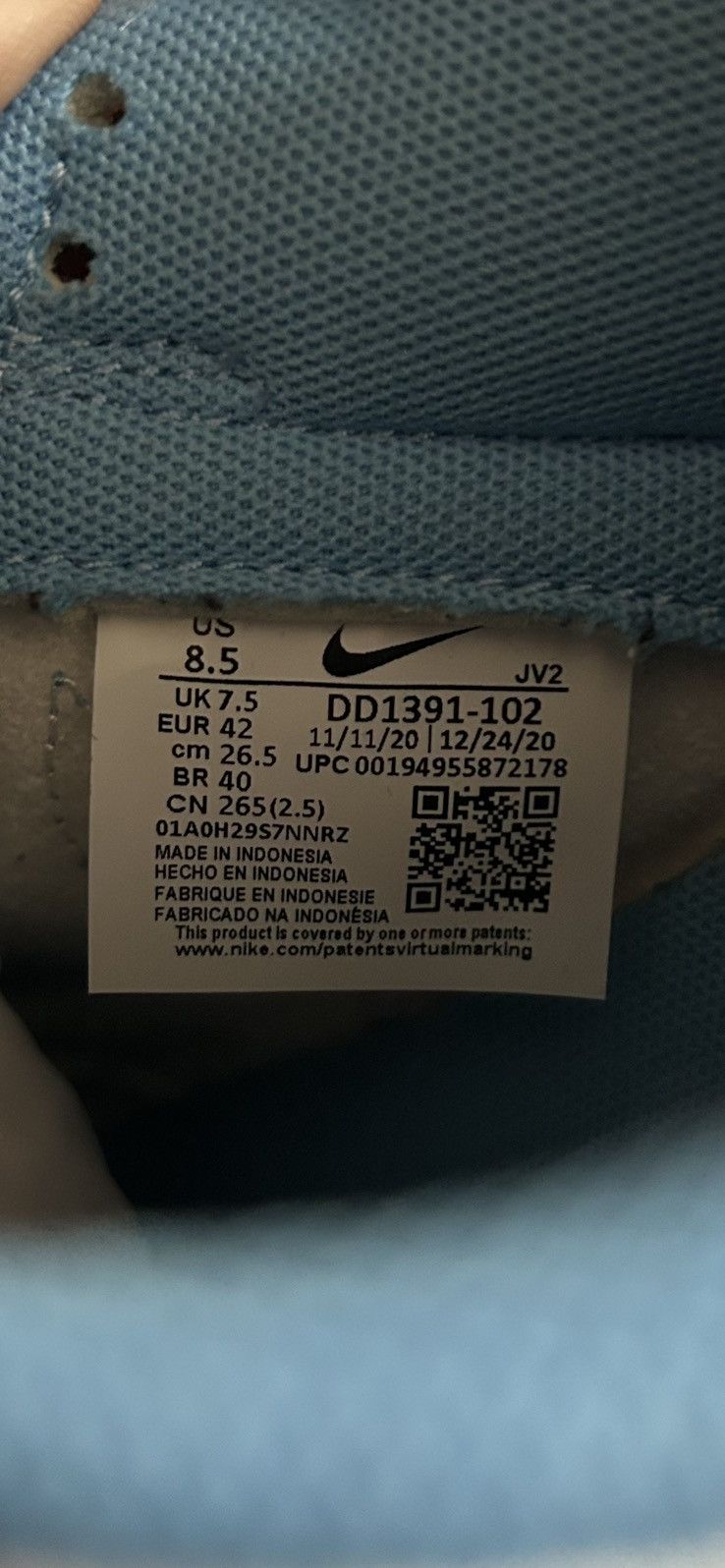 Nike Nike Dunk Low UNC (2021) Size 8.5 Preowned DD1391 102 Size US 8.5 / EU 41-42 - 7 Thumbnail