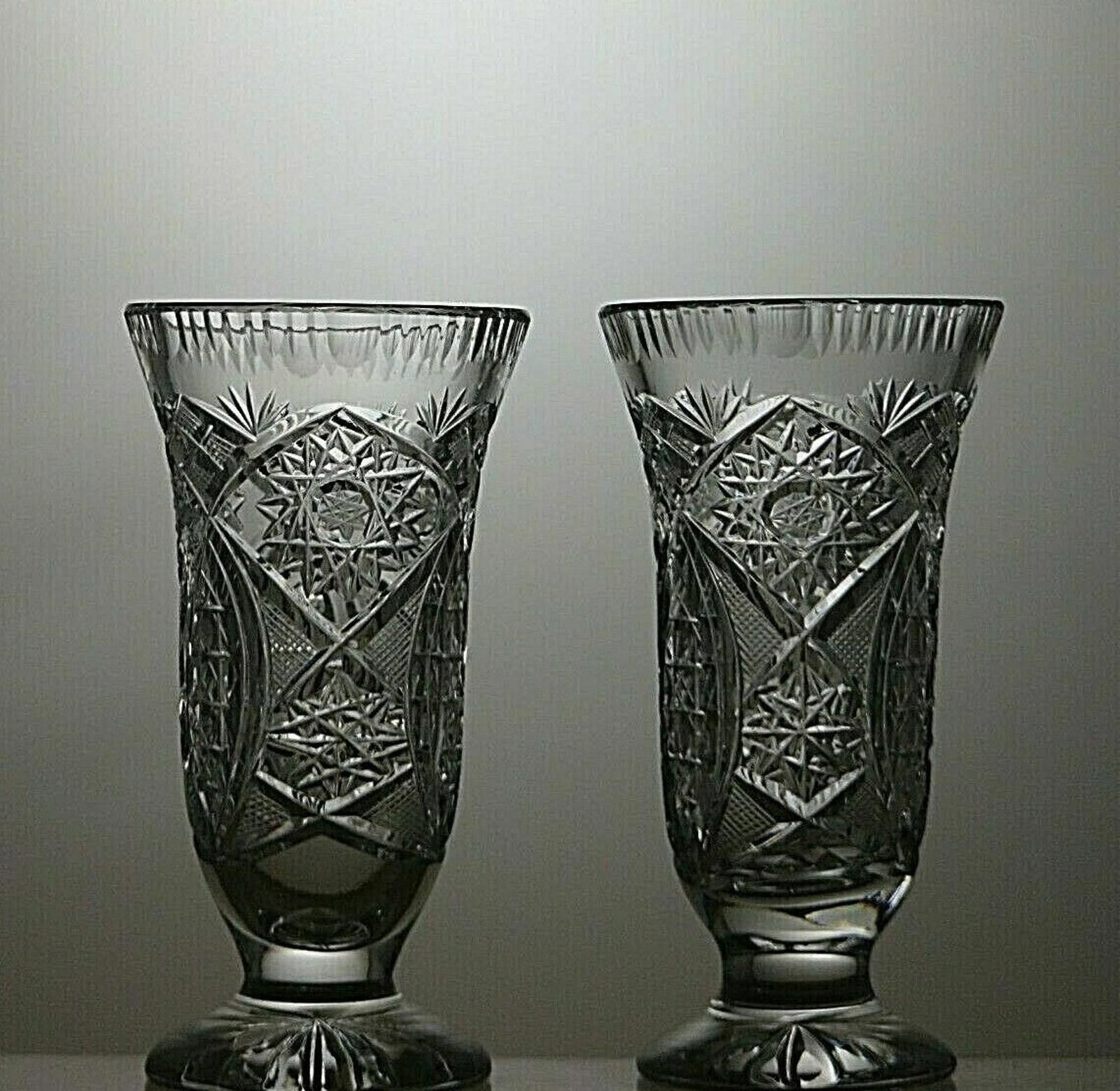 Other American Brilliant Period Crystal Cut Glass Set of 2 Vases Size ONE SIZE - 2 Thumbnail