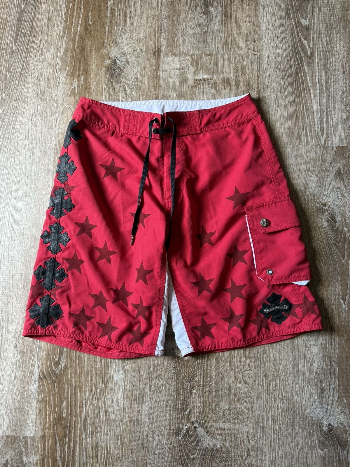 Chrome Hearts Chrome Hearts Red Patch Boxing Shorts Size US 29 - 1 Thumbnail