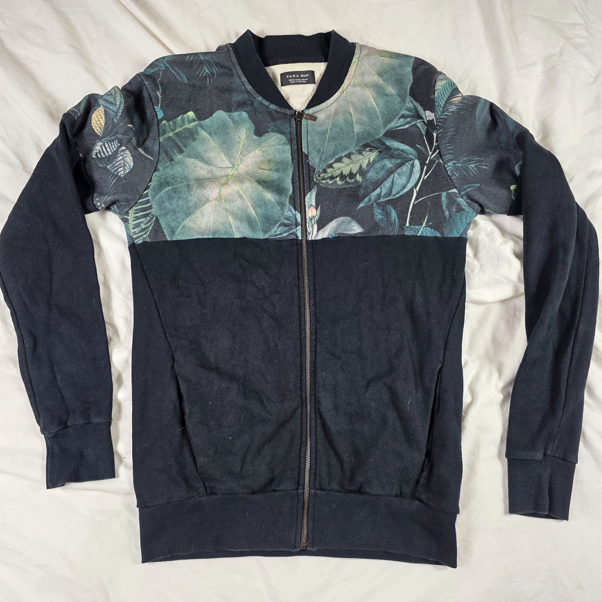 Zara Zara Man Floral Bomber Jacket Mens M Black Green Zip Up Ligh Size US M / EU 48-50 / 2 - 2 Thumbnail