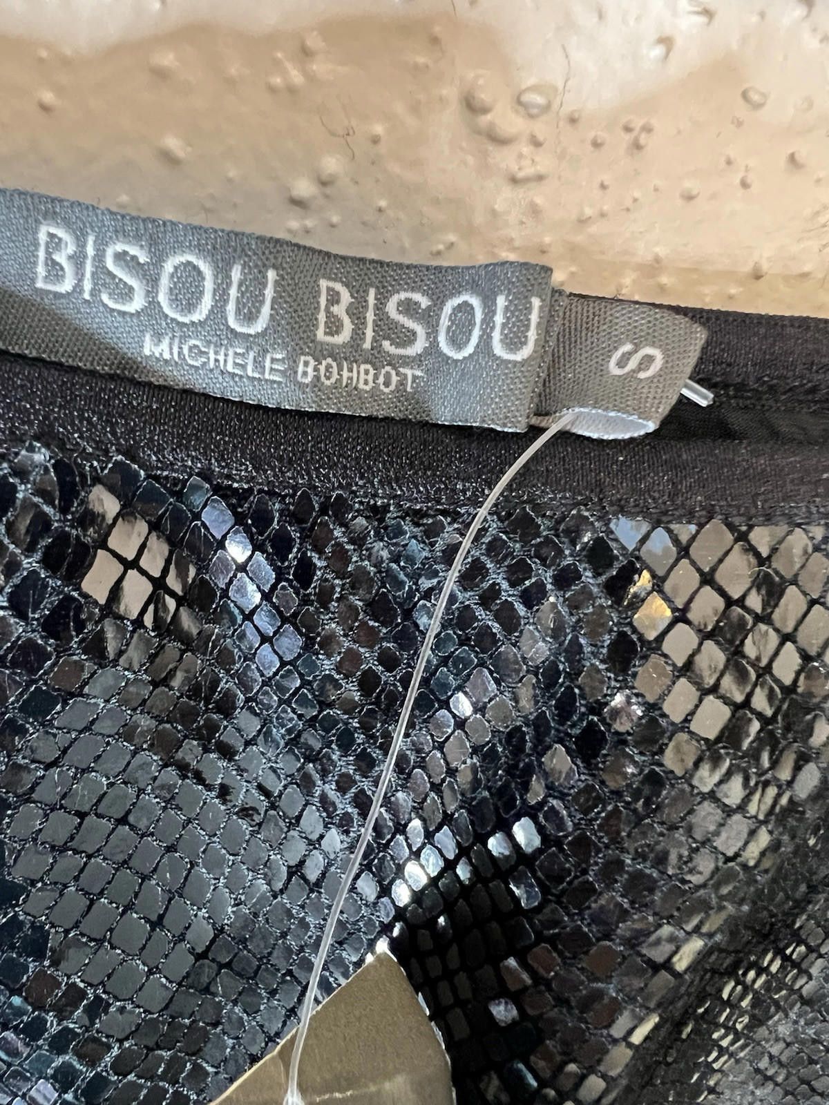 Designer bisou bisou Label Pull On Sequin Black Skirt Sz S Size 28" / US 6 / IT 42 - 2 Thumbnail